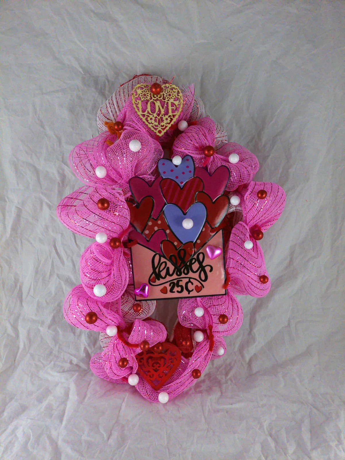Pretty Red, White, and Pink Swag Valentine’s Day Wreath