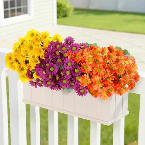 Artificial Flowers Daisy for Outdoor Indoor 6 3 Mix Color(yellow Orange Red)