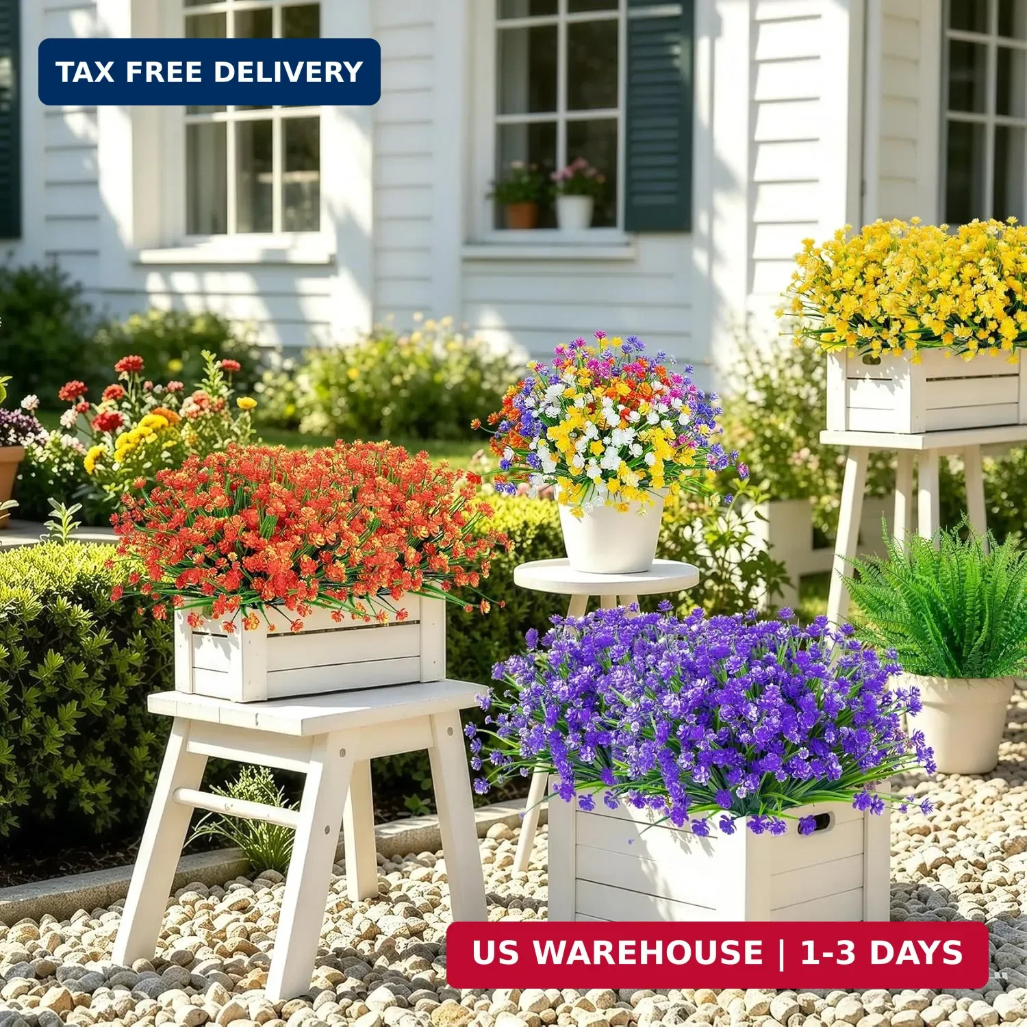 Ouddy Decor 12 Bundles Artificial Flowers for Outdoors UV Resistant Fake Plastic