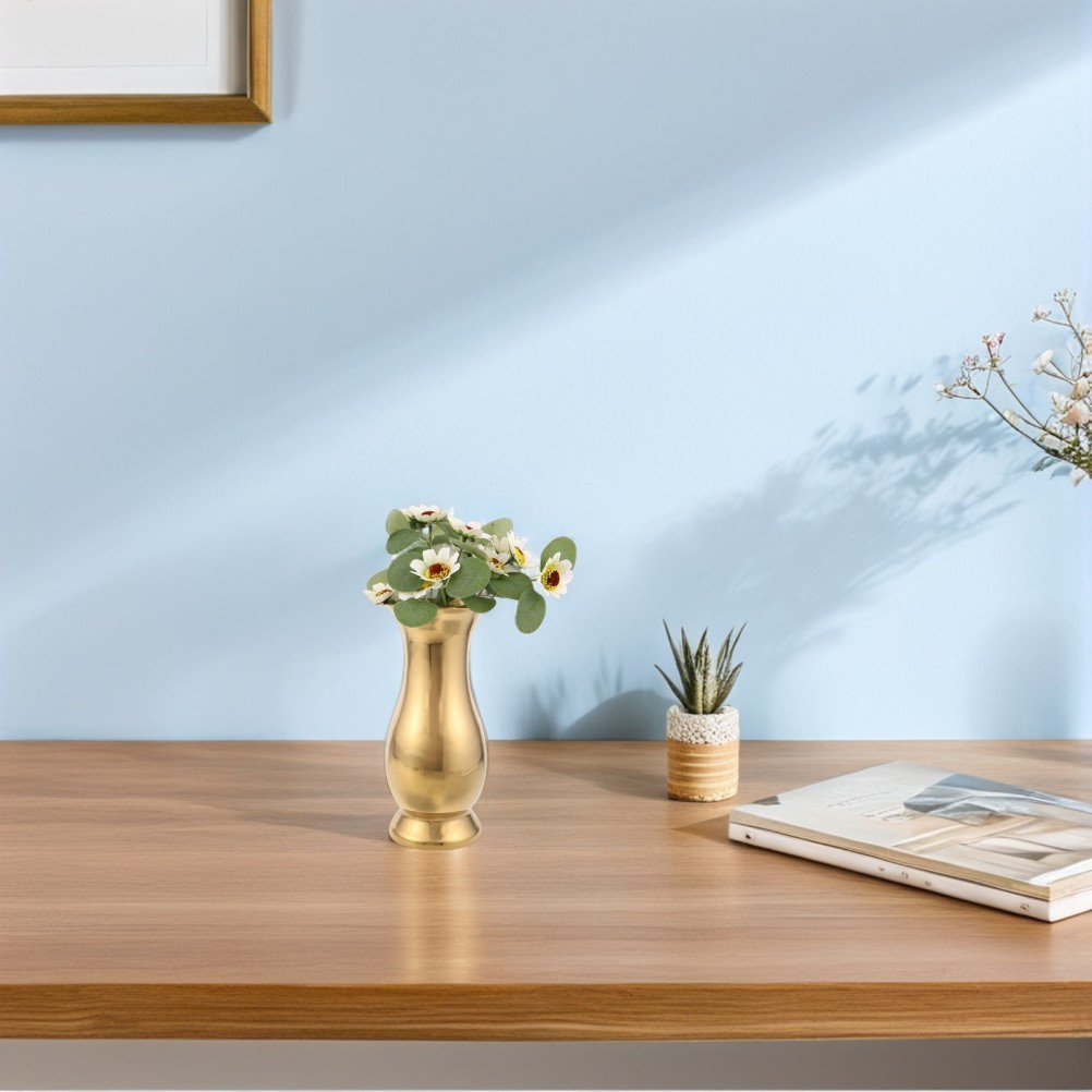 Stainless Steel Flower Vase: Tall Bud Vase – Minimalist Metal Container For