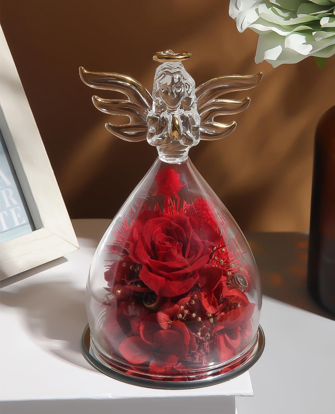 Preserved Rose flower gifts for women Mom her – red