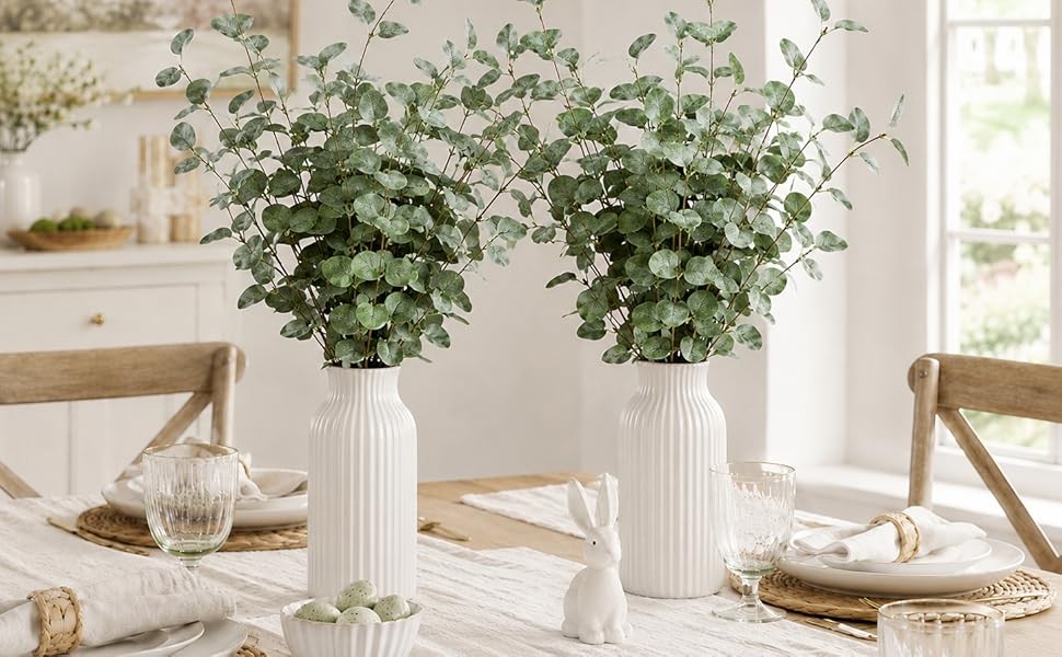 Eucalyptus Stems Greenery Stems Eucalyptus Leaf Spray in Green Silk Plastic