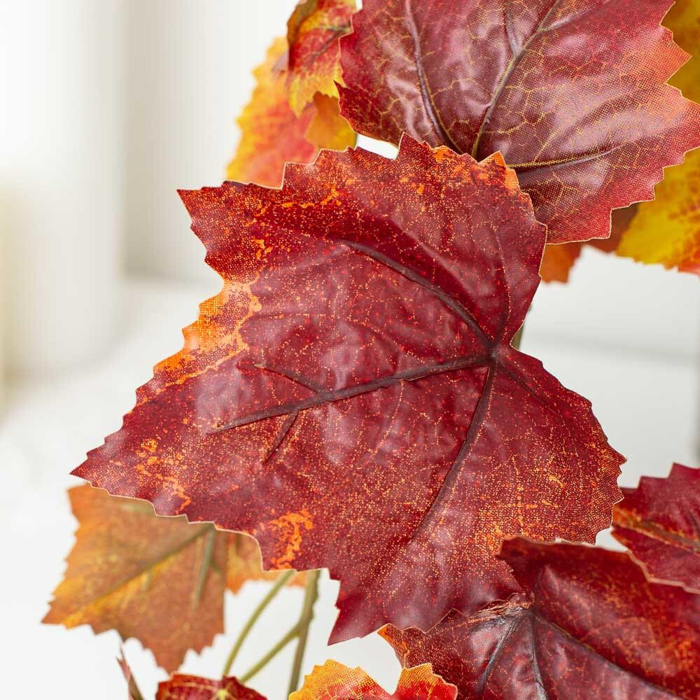 Real Touch Lifelike Rustic Autumn Harvest Artificial Orange Grape Leaf 39″ Bush