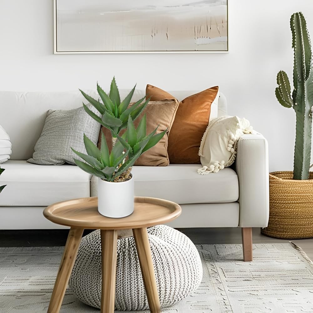 17 Inch Large Artificial Agave Fake 3Head Succulent Potted Aloe Vera Plant