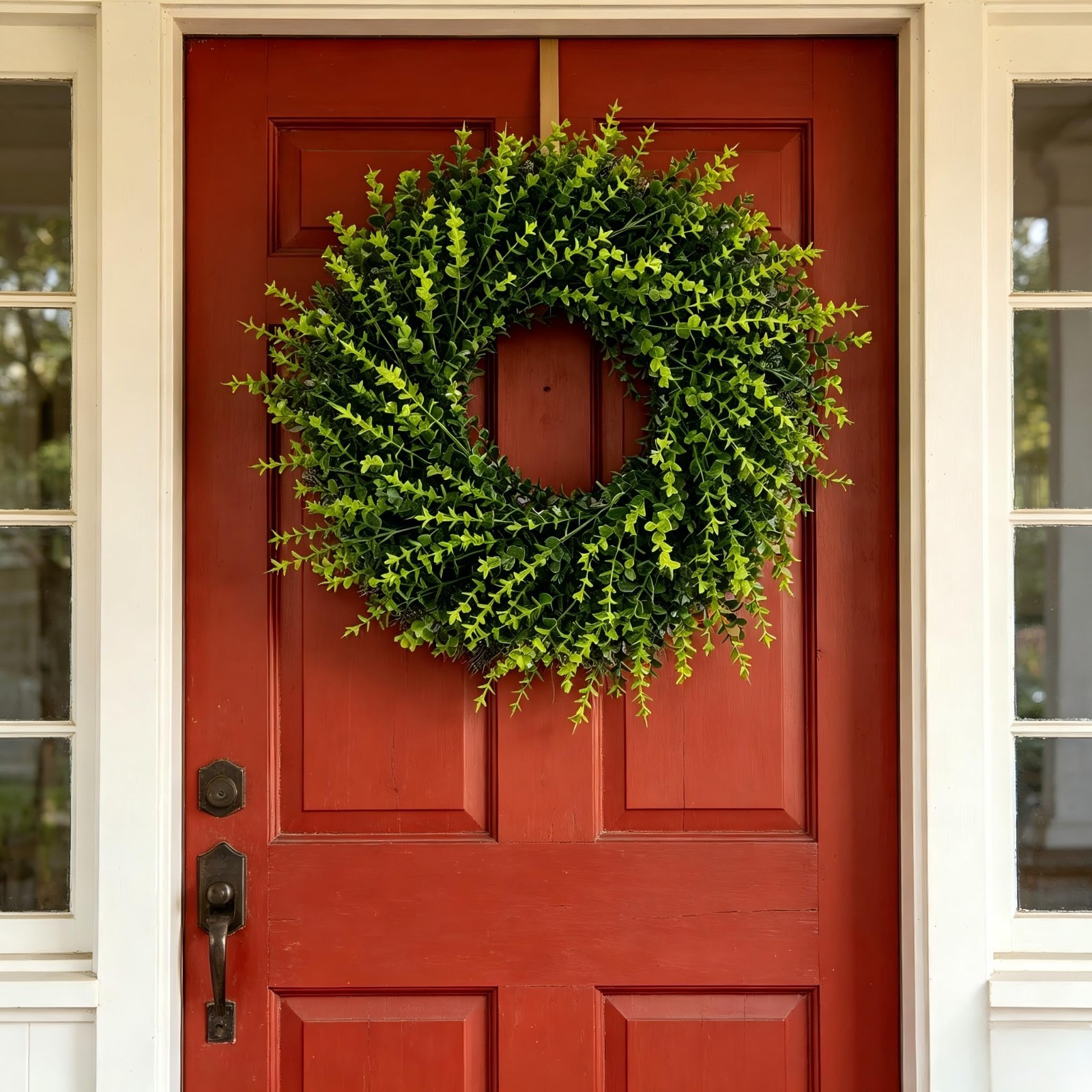 26 Inch All Season Boxwood Wreath – Artificial Front Door Decor for Year-Round I