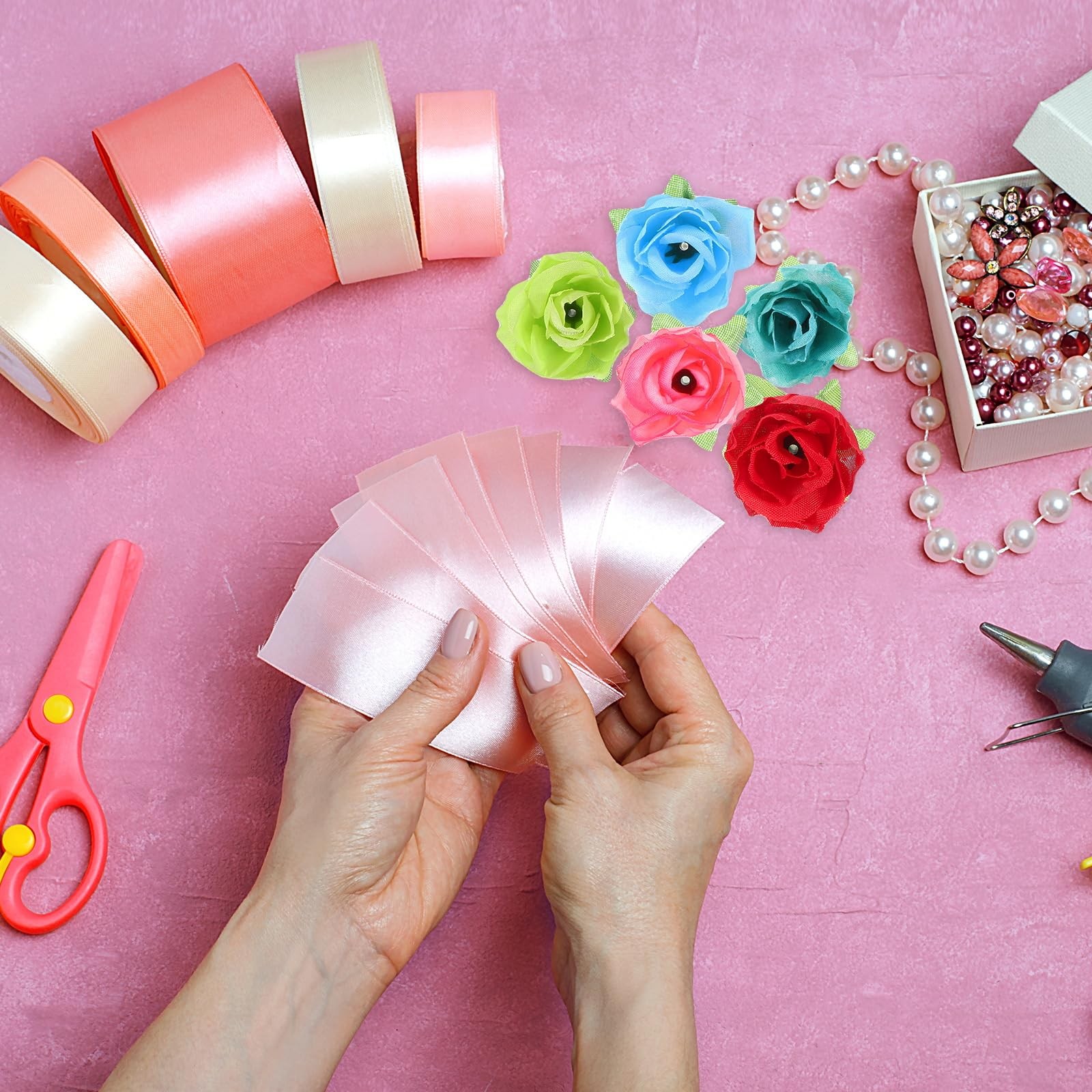 1.18 Inch Mini Artificial Rose Flower Heads, 100 Pcs Silk Rose Bouquet Fake F…