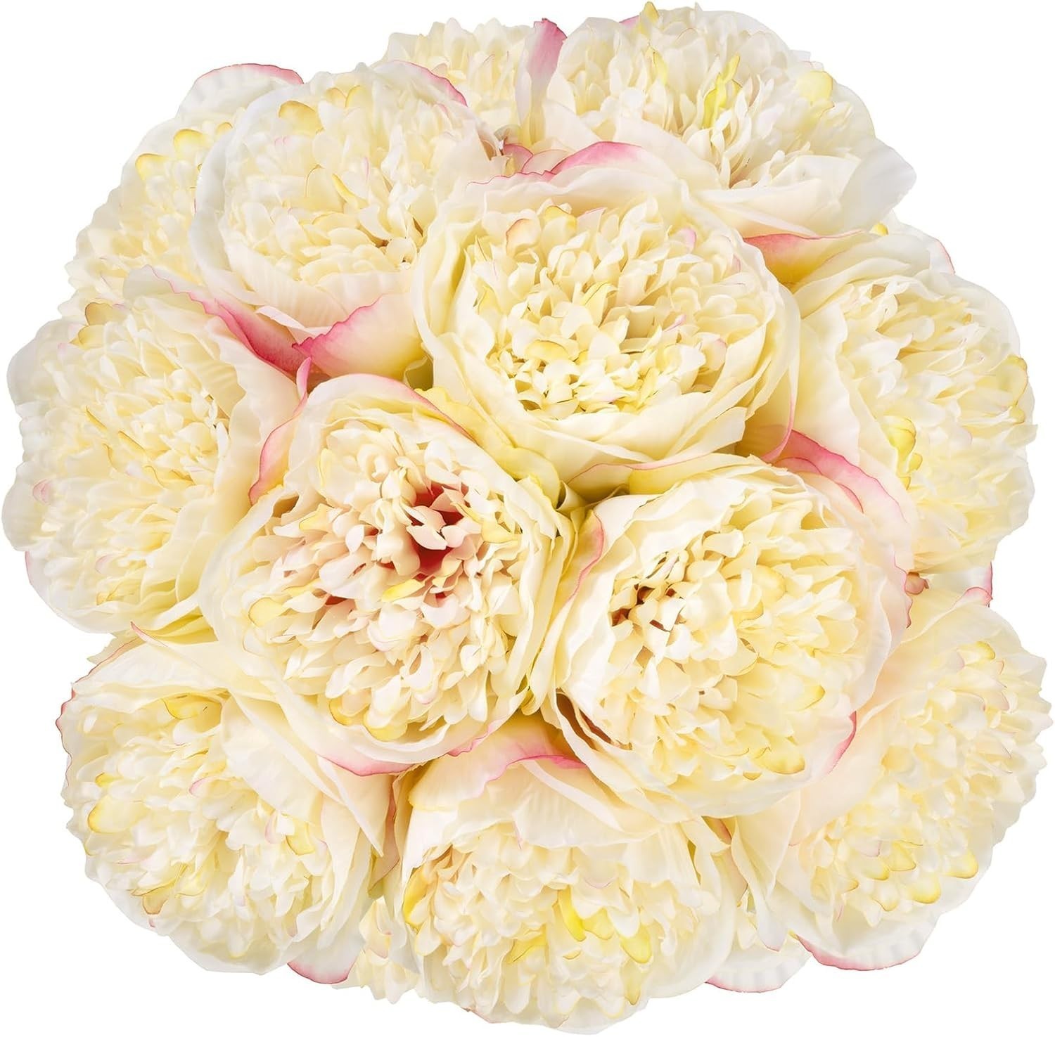 U’Artlines 2 Bouquet 10 Heads Artificial Peony Silk Flower Leaf Home Office