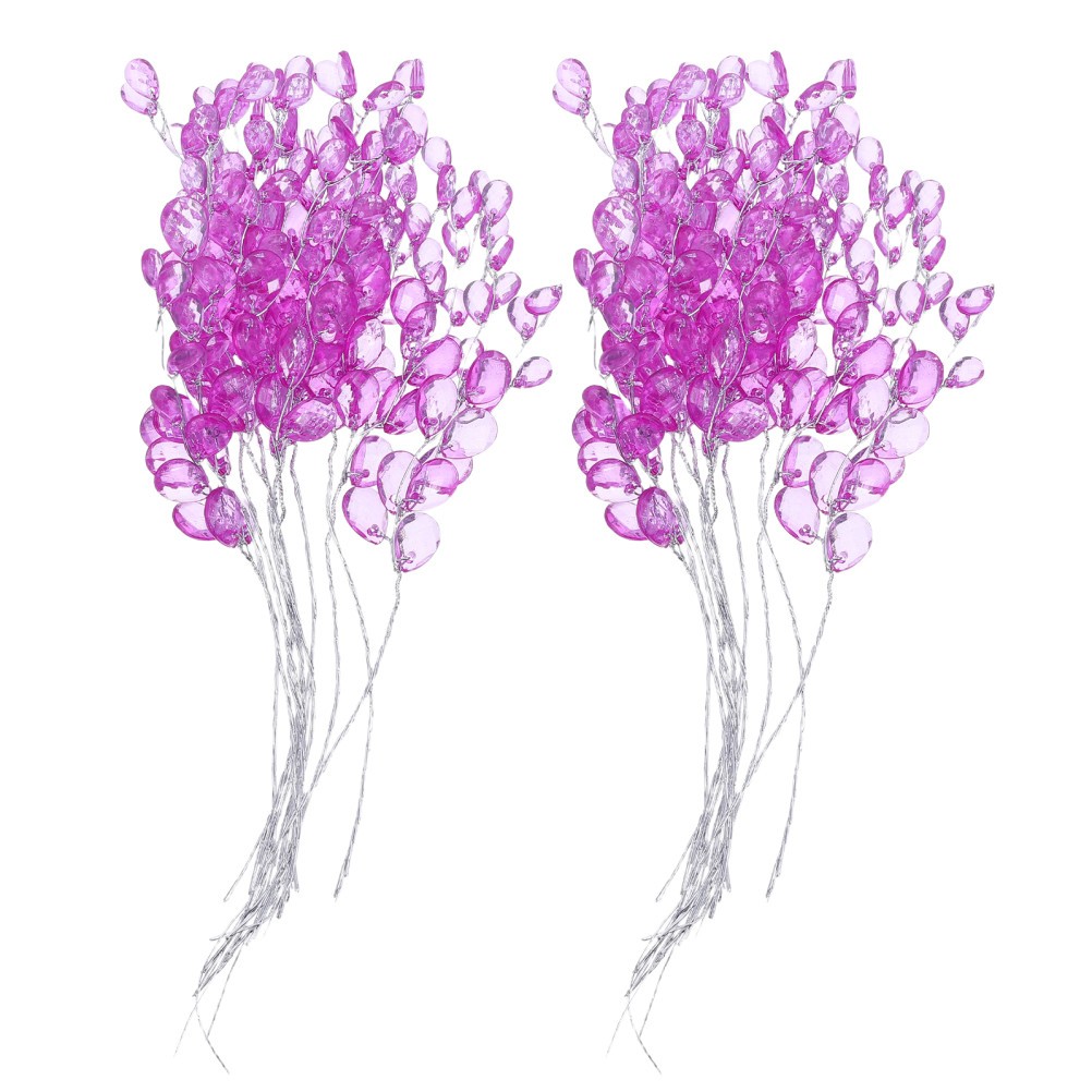 30PCS Artificial Flower Picks with Acrylic Bead Drops – Purple Simulated Clear