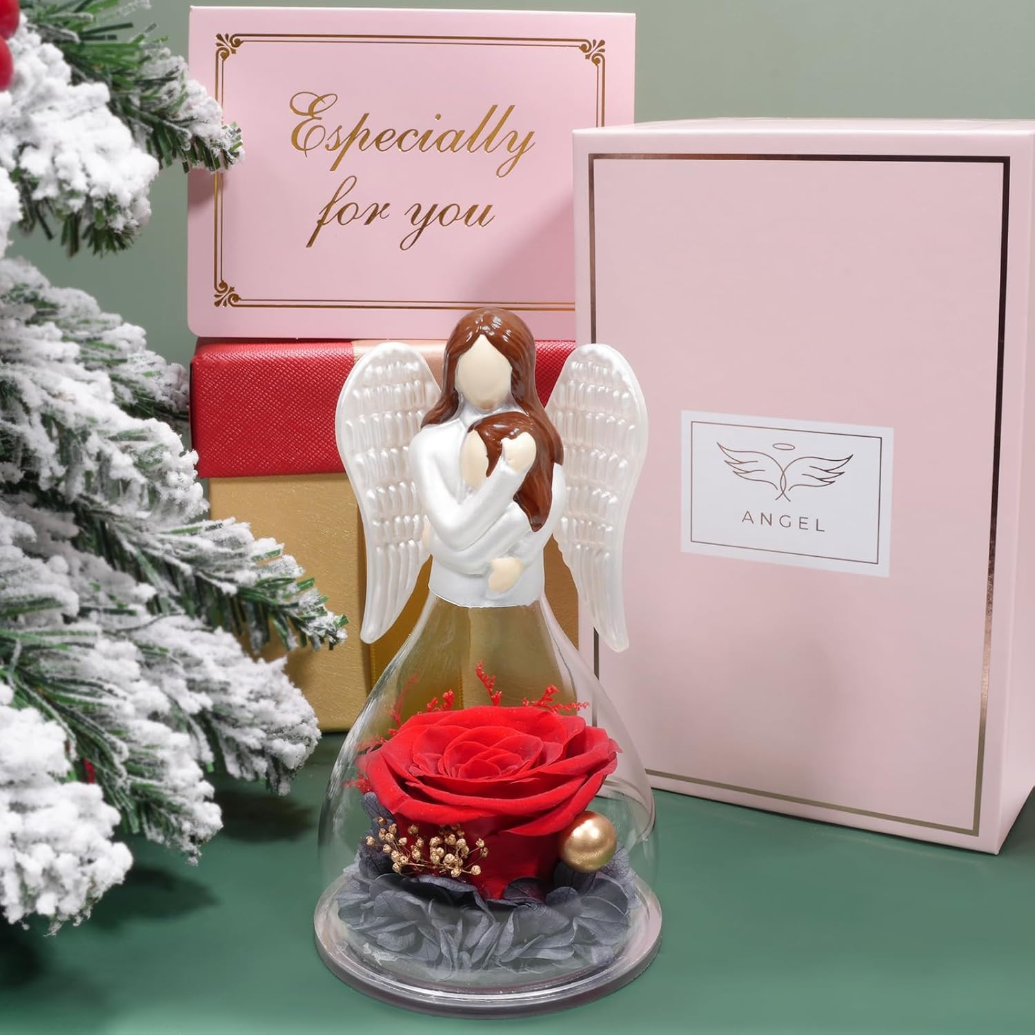 Birthday Gifts for Mom Daughter in Glass Angel Figurines Preserved Forever Real