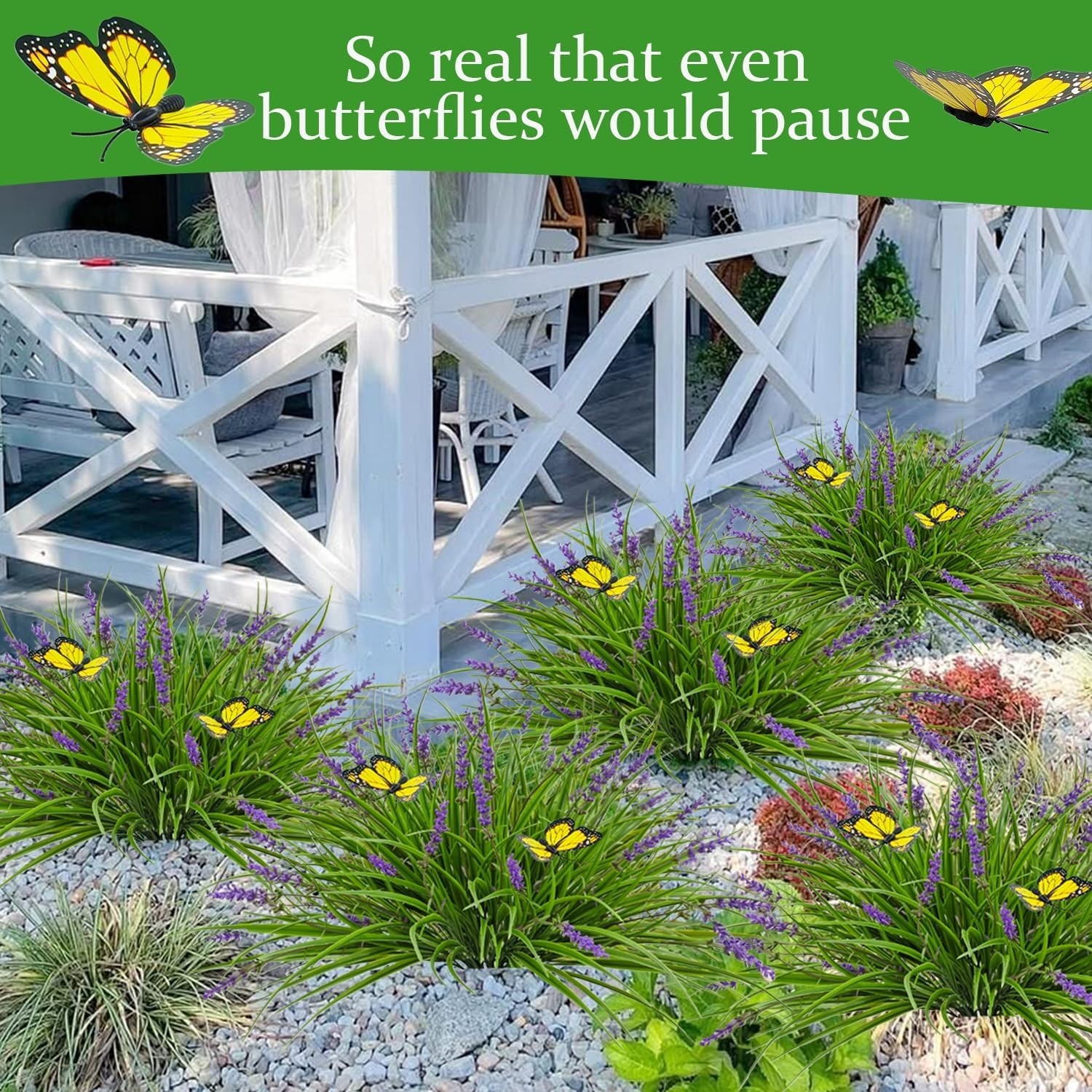 6/16Pcs Artificial Grass Fake Plants 16 Leaves Outdoor Fake Grass UV Resista