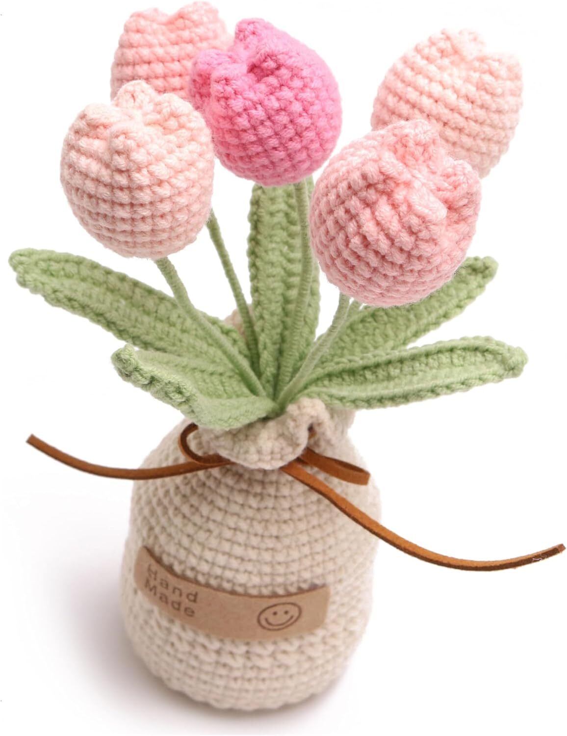 Crochet Woven Tulips with Wool,Simulation Plant Crochet Hand-Woven Flowers