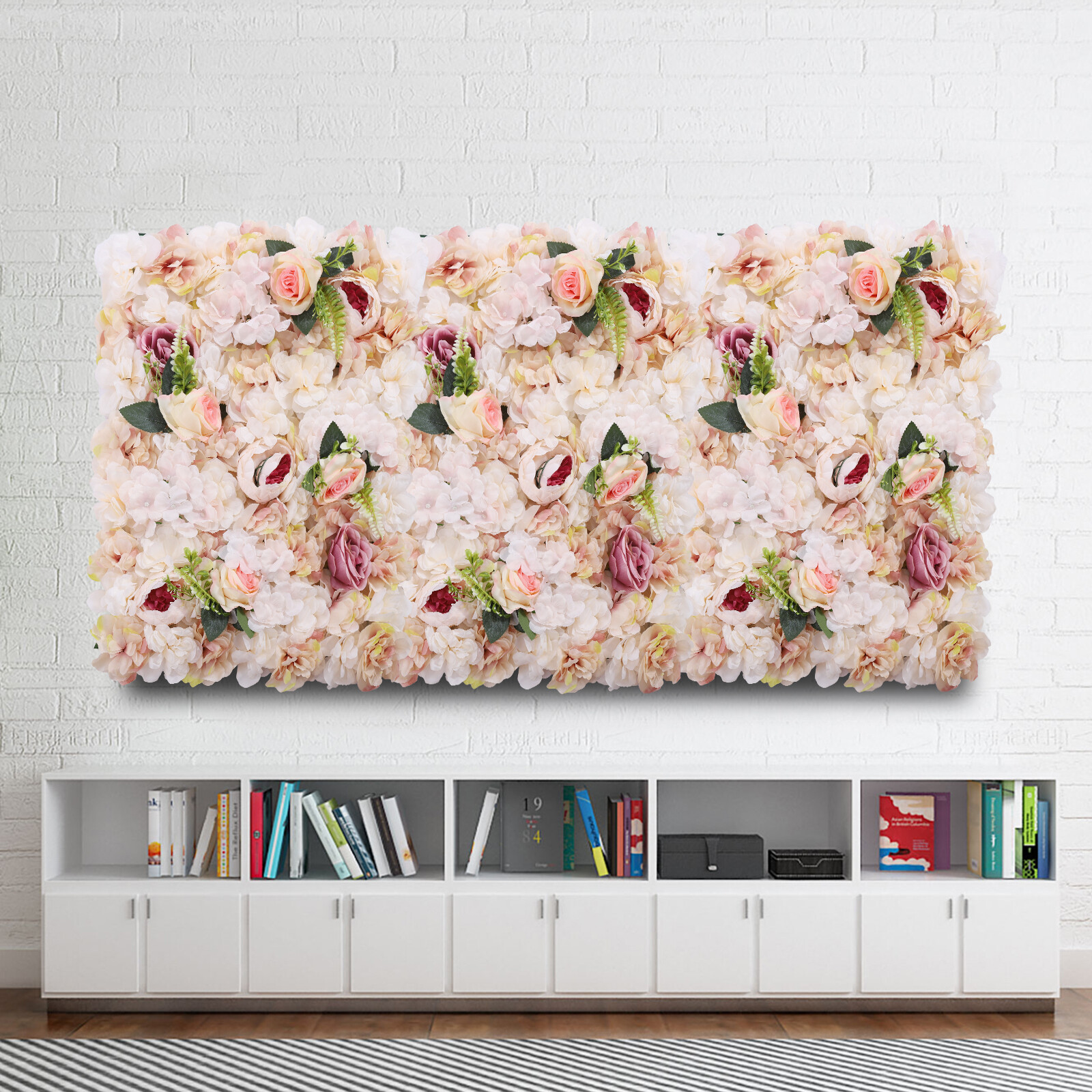 Artificial Flower Wall Backdrop Flower Panel 60*40CM Silk Rose Wall For Wedding