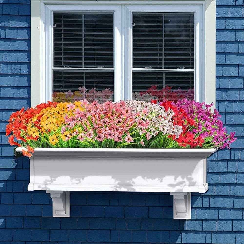 32 Bundles UV Resistant Faux Flowers Greenery Shrubs, 15.7 In. Multi-Colored Out