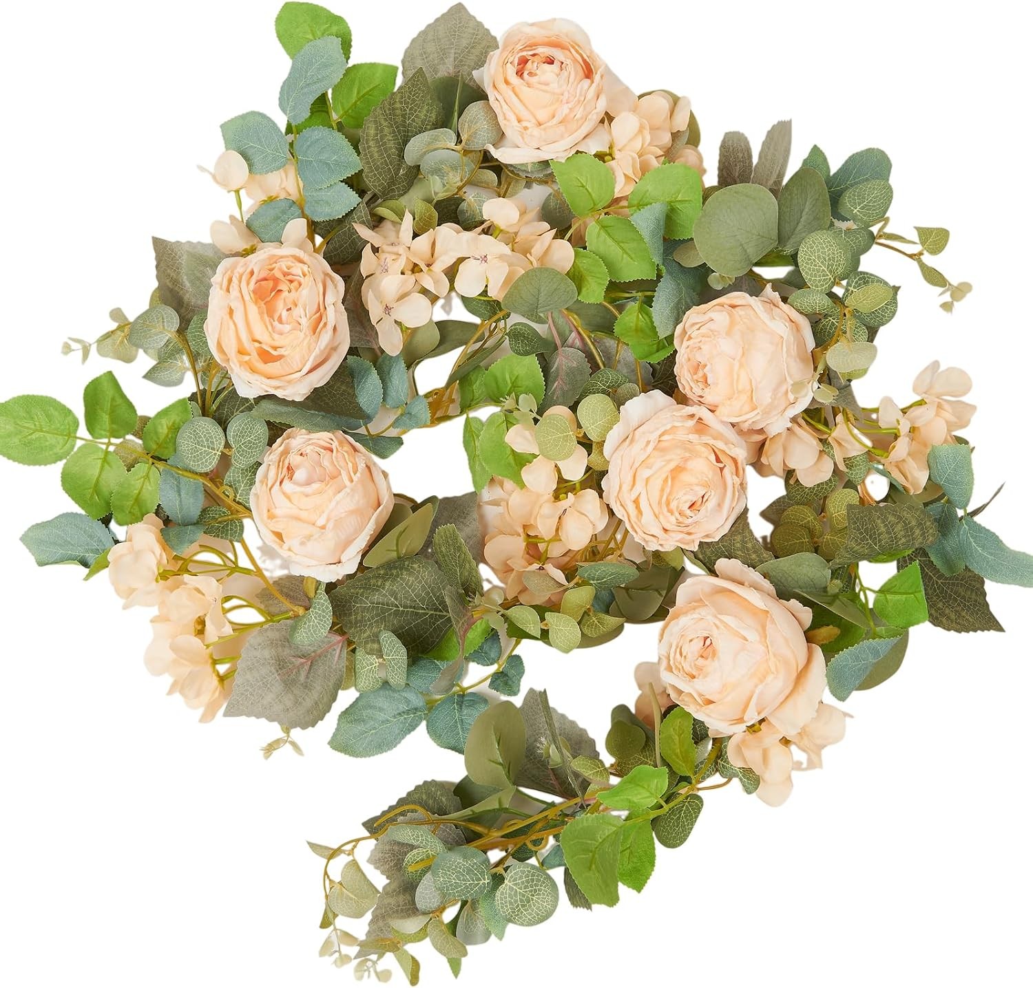 8 Pcs 8.2′ Artificial Rose Garland, Pink Flower Vine Faux Hanging Decor
