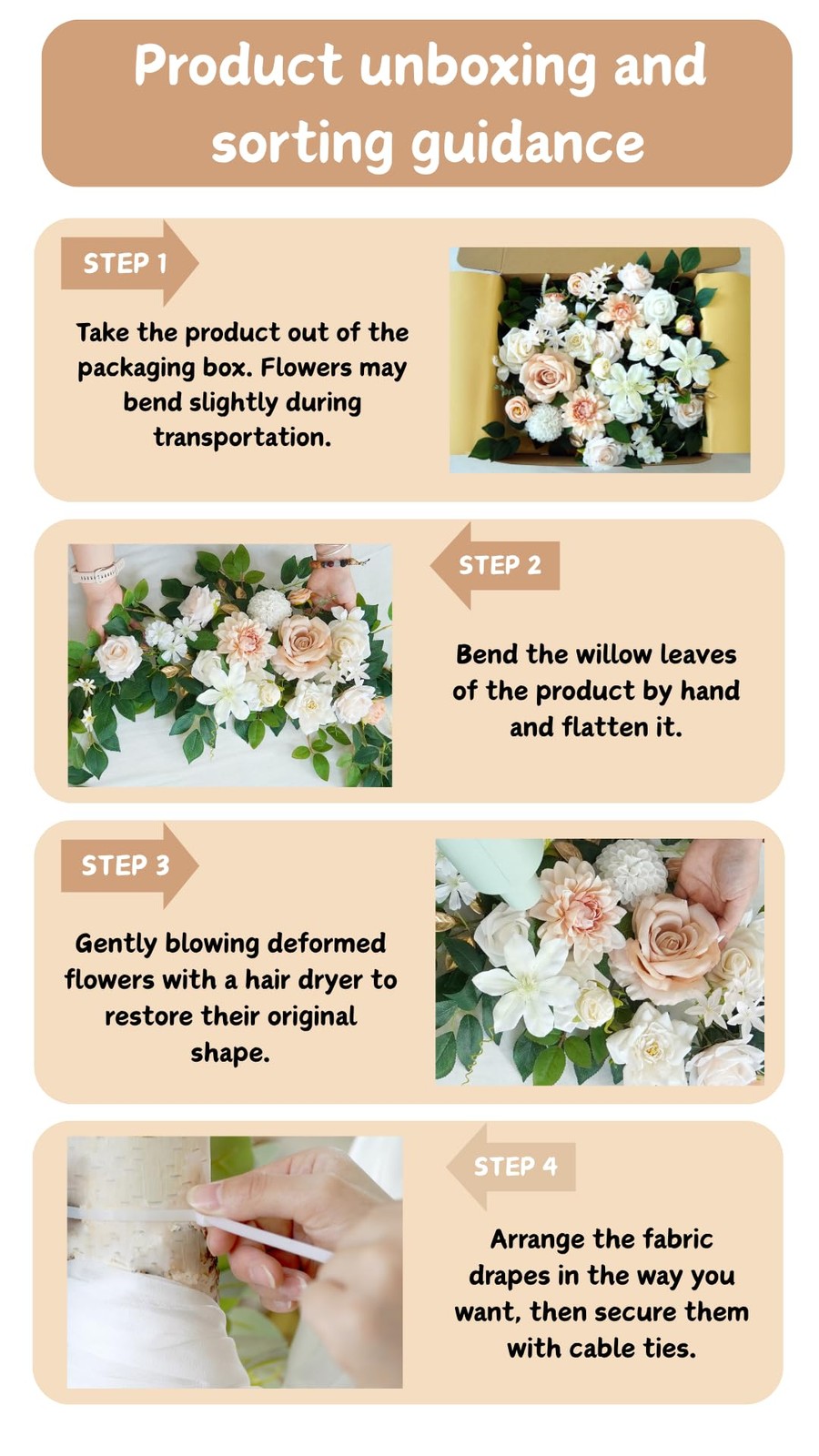 Muhanjia Artificial Wedding Arch Flowers Kit(Pack of 4),2Pcs Artificial Flowe…