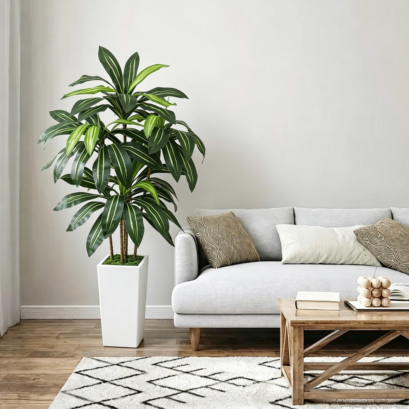 5FT Artificial Dracaena Tree with Thickened Improved Planter, Fake Plants wit…