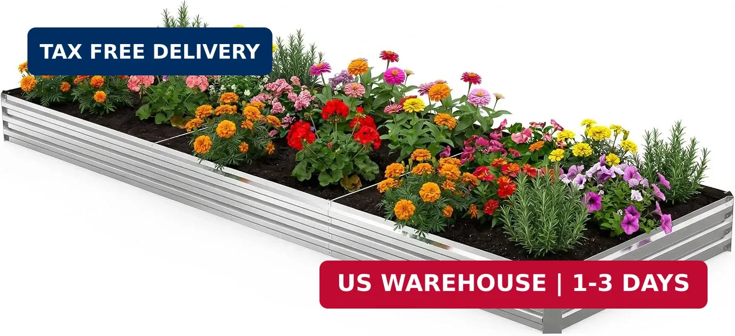 12x4x1FT Galvanized Raised Garden Bed, Metal Planter,Silver,1 Pack | Thick Galva