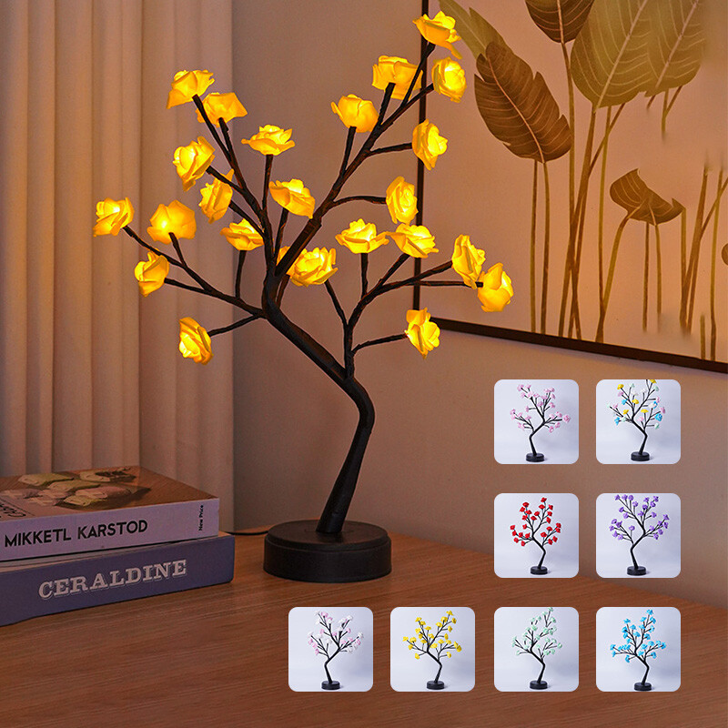 Table Flower Tree Rose Lamp USB Operated