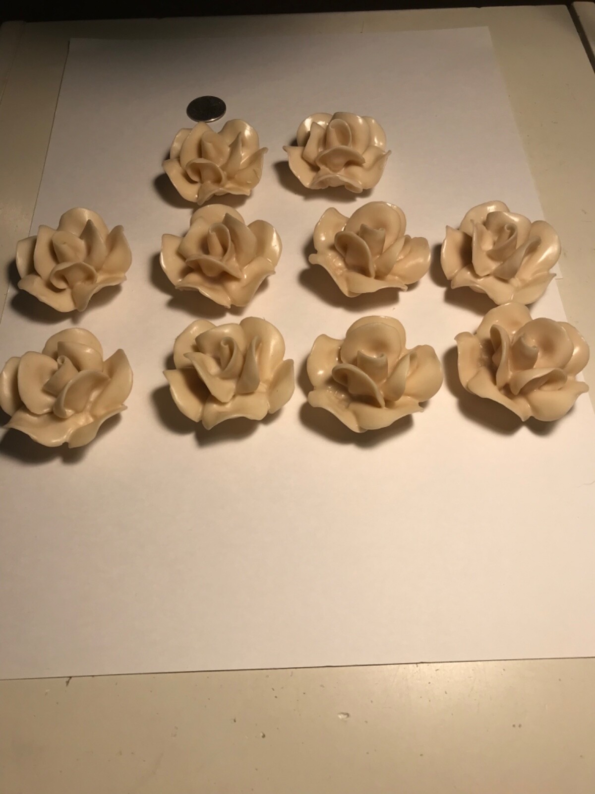 VVV Lot of 50 White Cream Colored Hard Plastic Roses Flowers