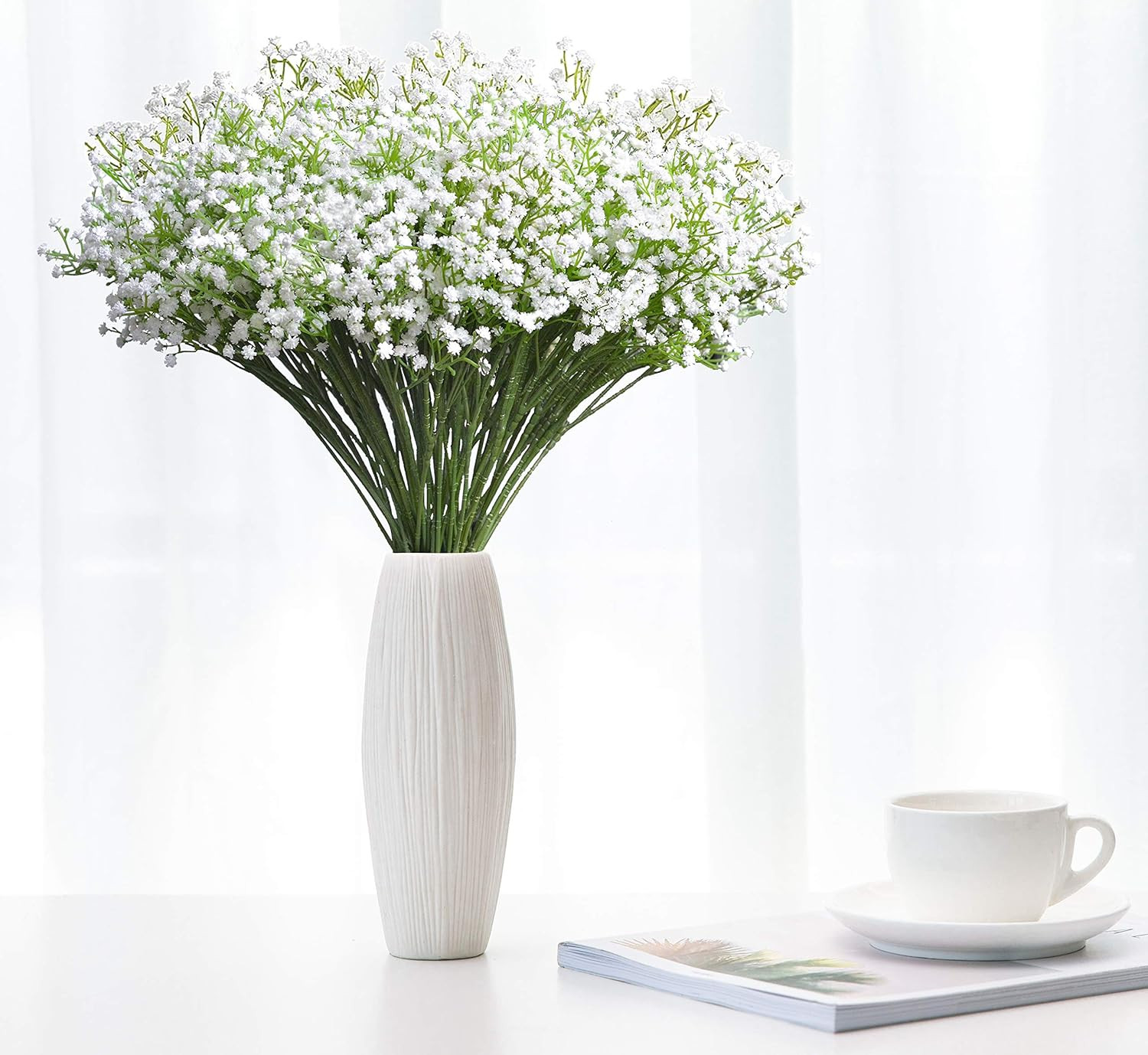 Babys Breath Artificial Flowers, 24 Pcs Fake Flowers Gypsophila Bouquet Fall Flo