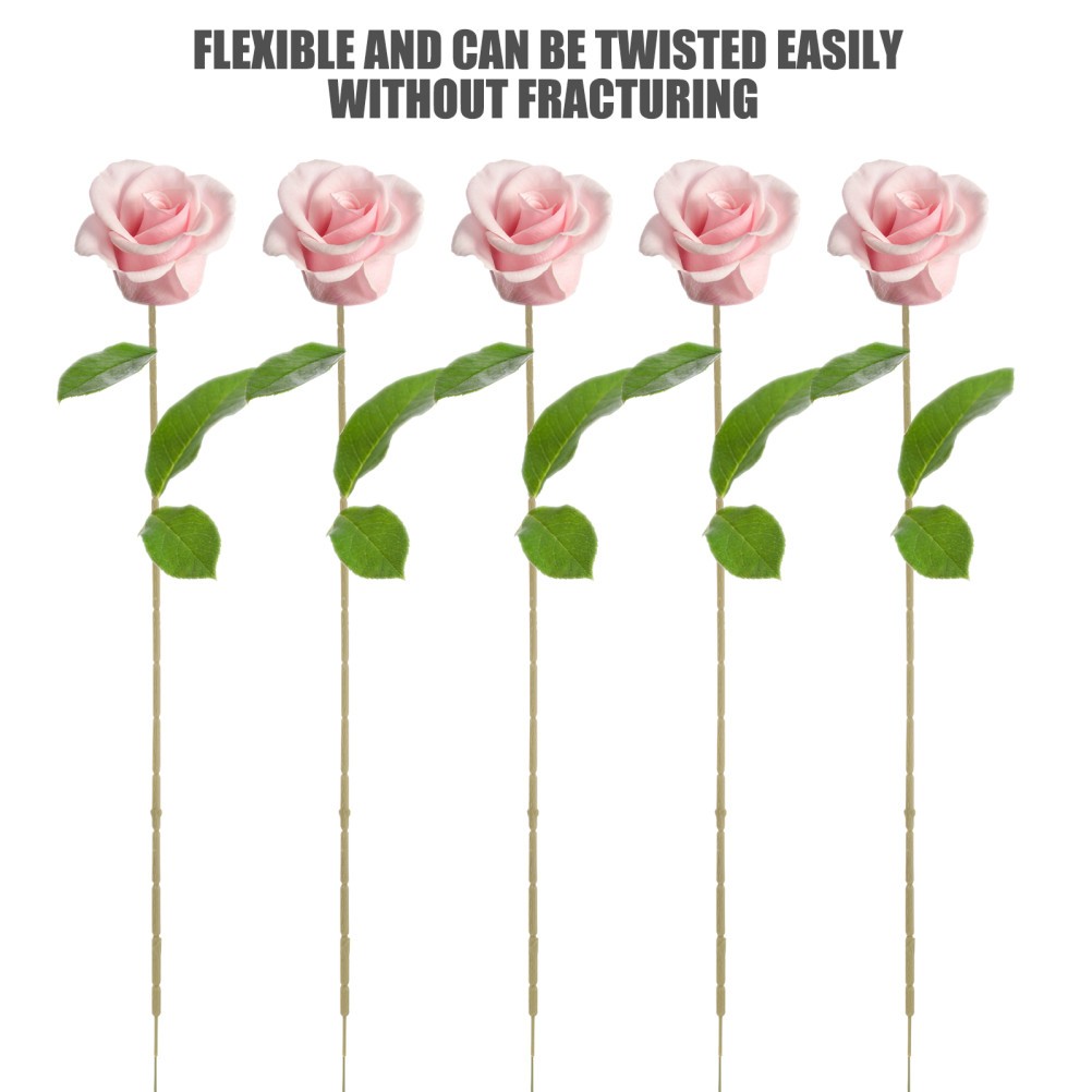 10Pcs Floral Wire Stems Green Flexible Artificial Flower Rods for Craft Making