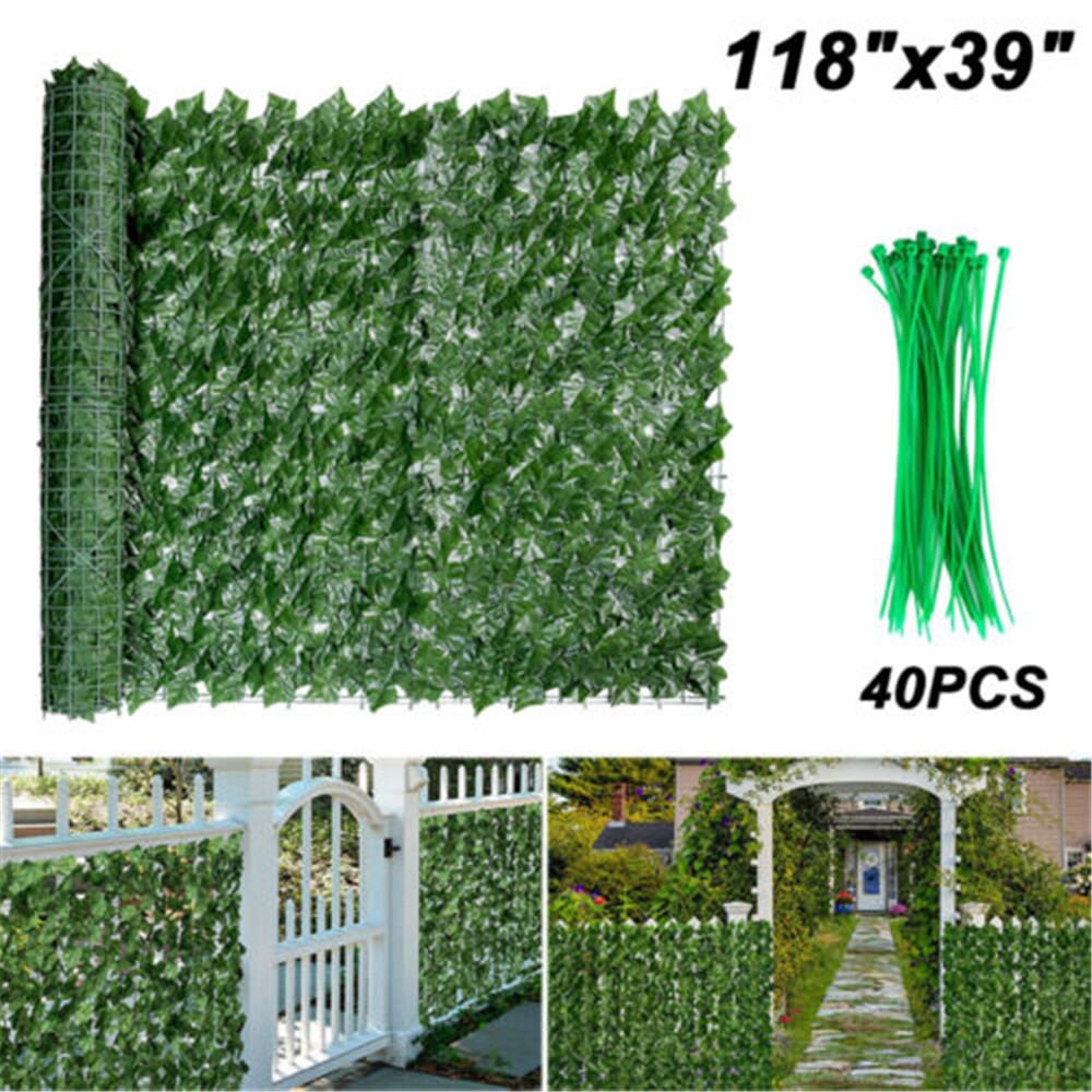 39″ x 118″ Artificial Faux Ivy Leaf Privacy Fence Panel Screen Hedge Decoration