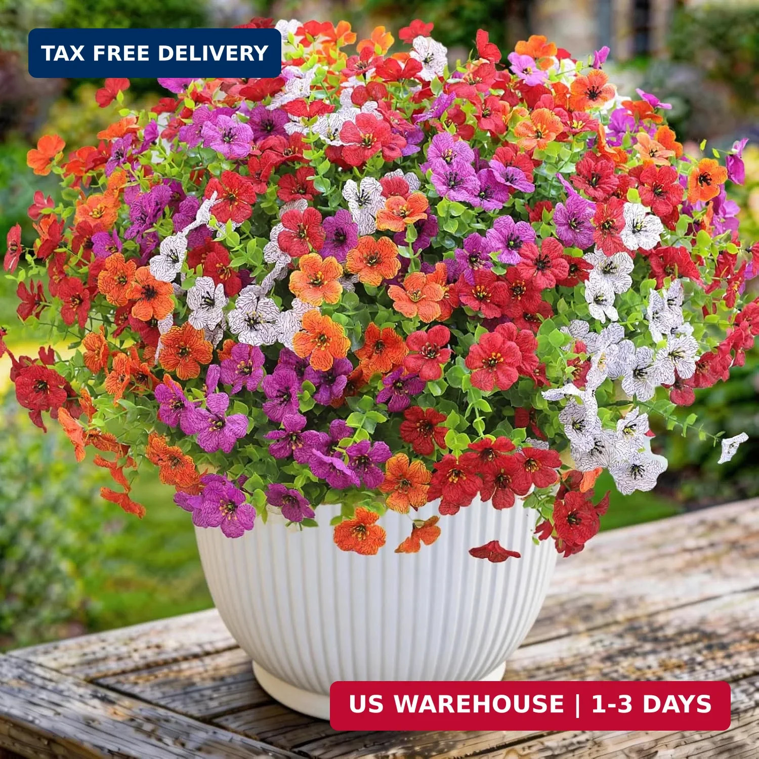 12 Bundles Artificial Flowers for Outdoors UV Resistant Fake Plants Silk Flowers