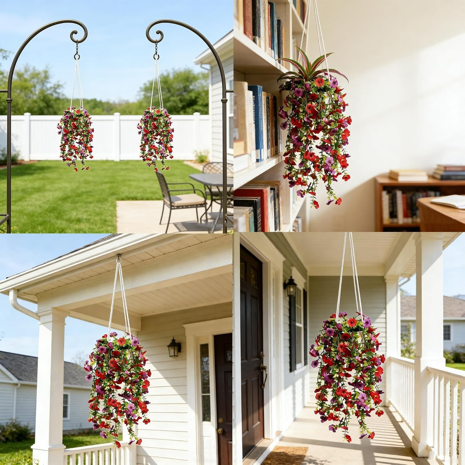 Colorful Silk Fake Flowers with Planter – Easy Installation & Maintenance-Free