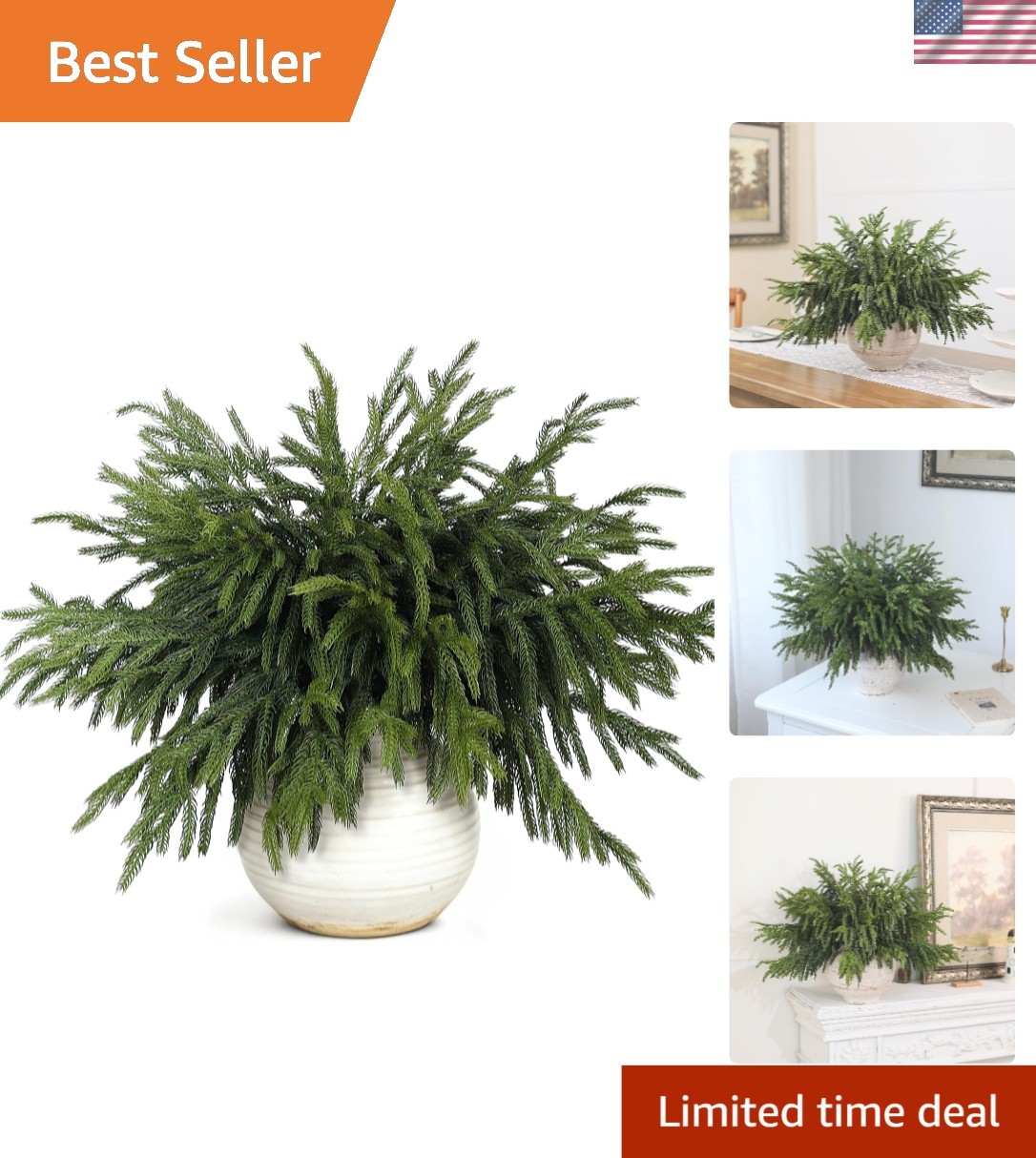 20 Pcs 18″Lifelike Touch Artificial Norfolk Pine Branches for Christmas | Rea…