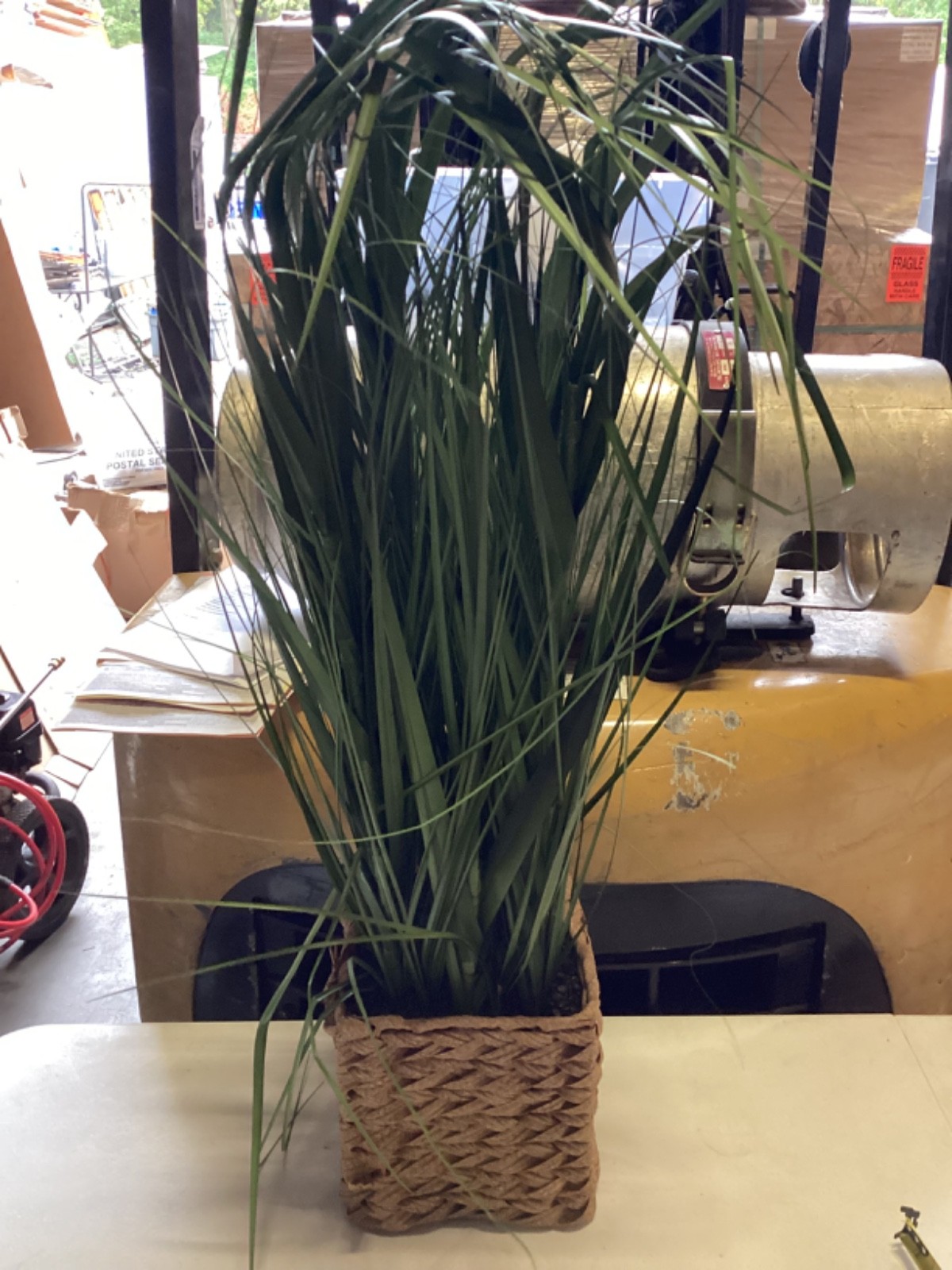 GREEN GRASS THICK IN ROPE BASKET ARTIFICIAL FLOWER 36” Tall 8” x 8” Basket