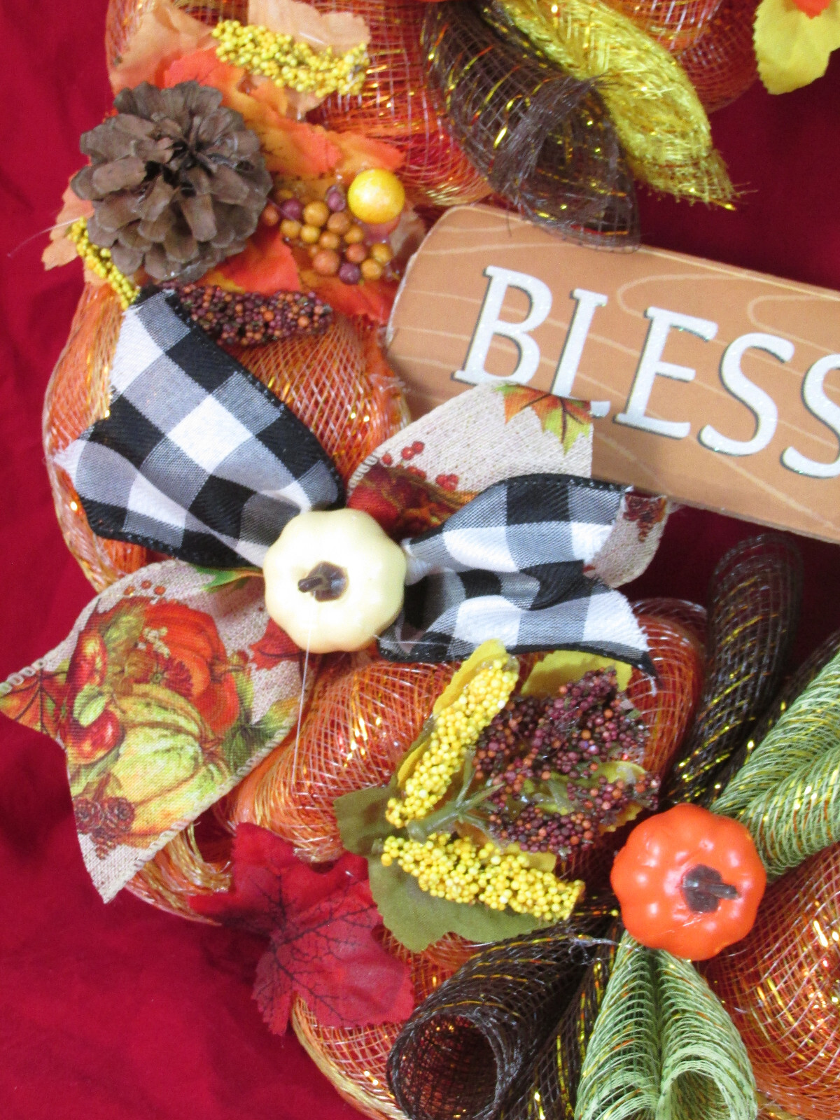 Fall Bubble Cruffle Deco Mesh Ribbon Wreath