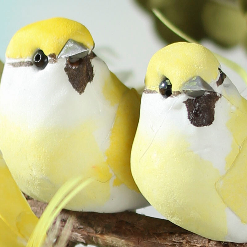Pack of 12 Colorful Yellow Ombre Faded 5″ Artificial Mushroom Birds