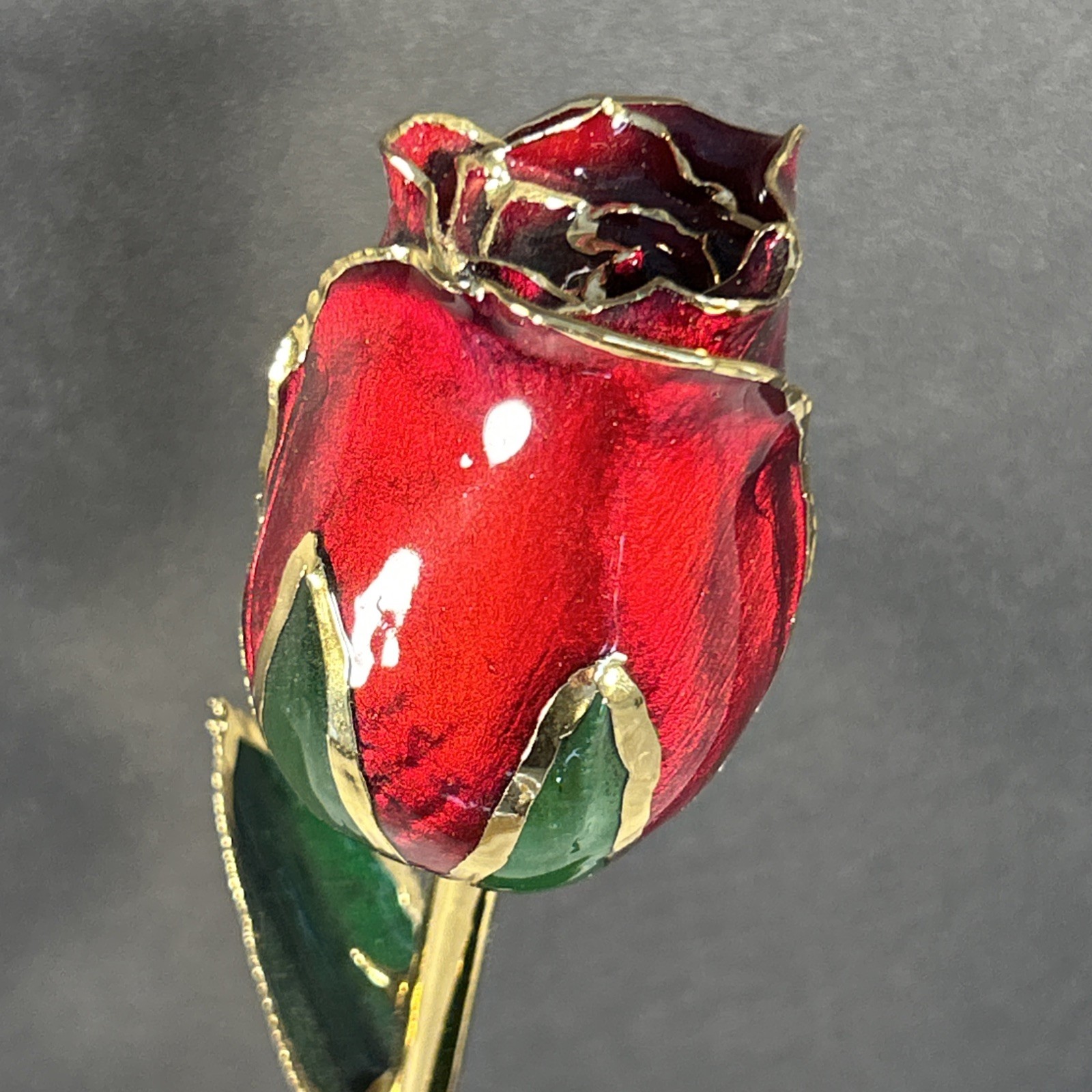 Real Red Rose Preserved Dipped w/ 24k Gold Keepsake Will You Accept This Rose