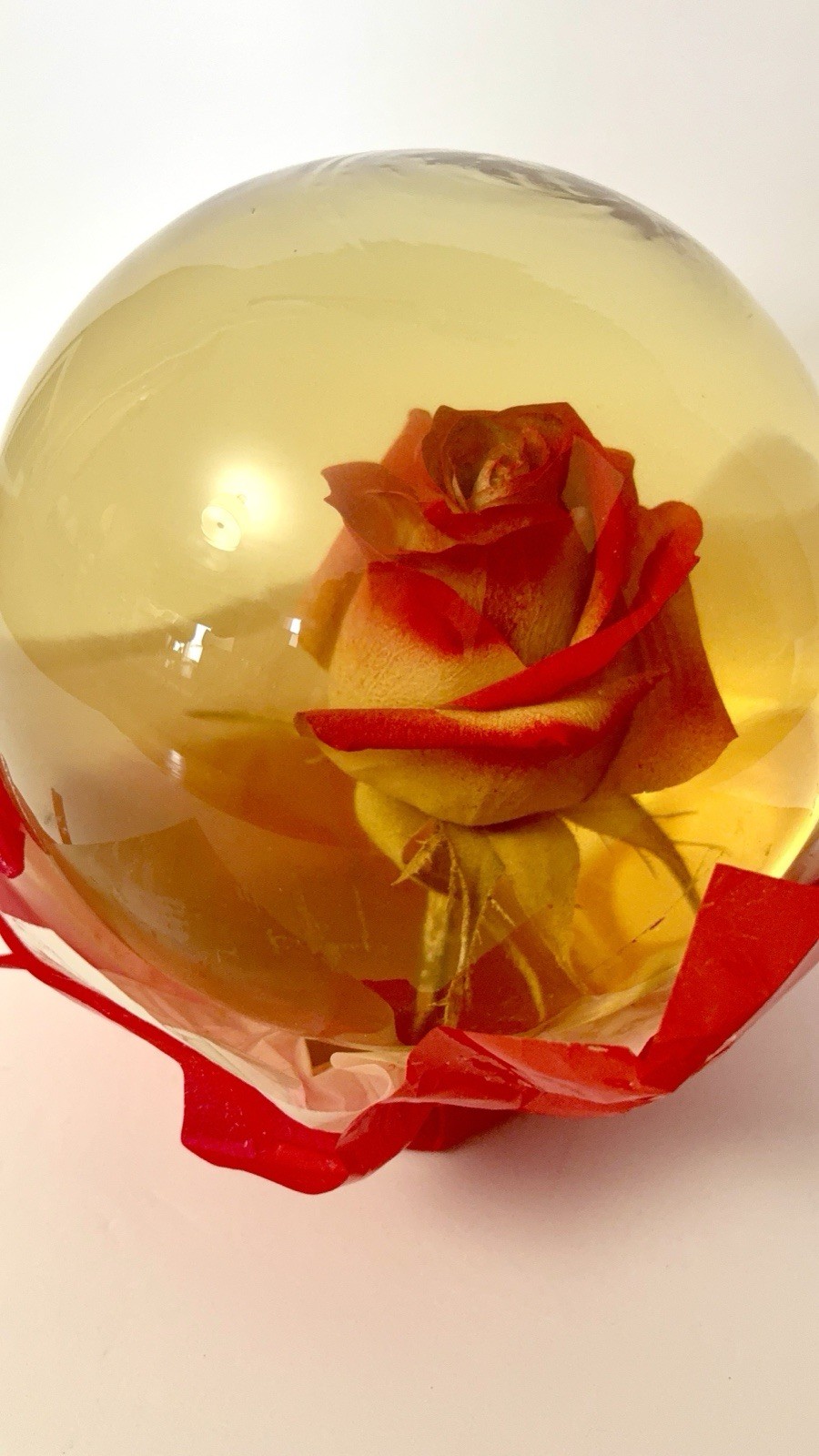 Vtg Forever Red Rose Preserved in Glass Water Globe Romantic Retro Gift Decor 7”