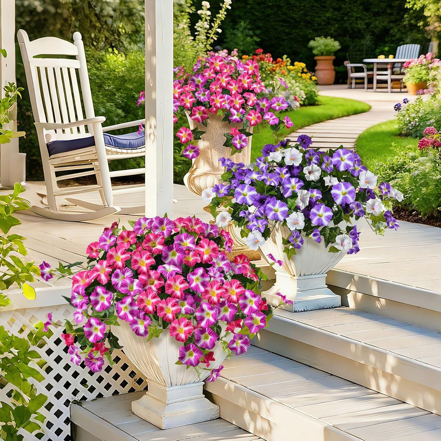 UV Resistant Artificial Petunias – 2 Packs Realistic Silk Flowers for Outdoors