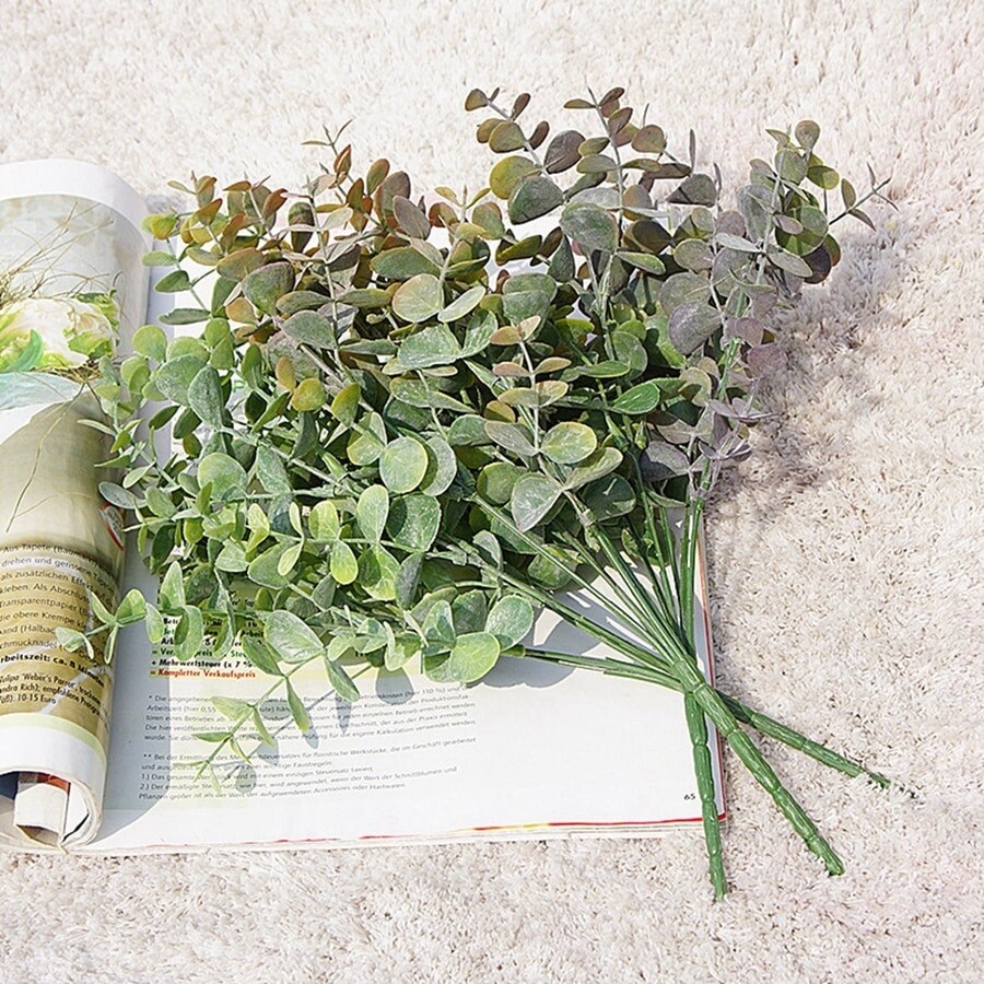 Artificial Plant Leaves Green Eucalyptus Branch for Christmas Wedding Home Decor