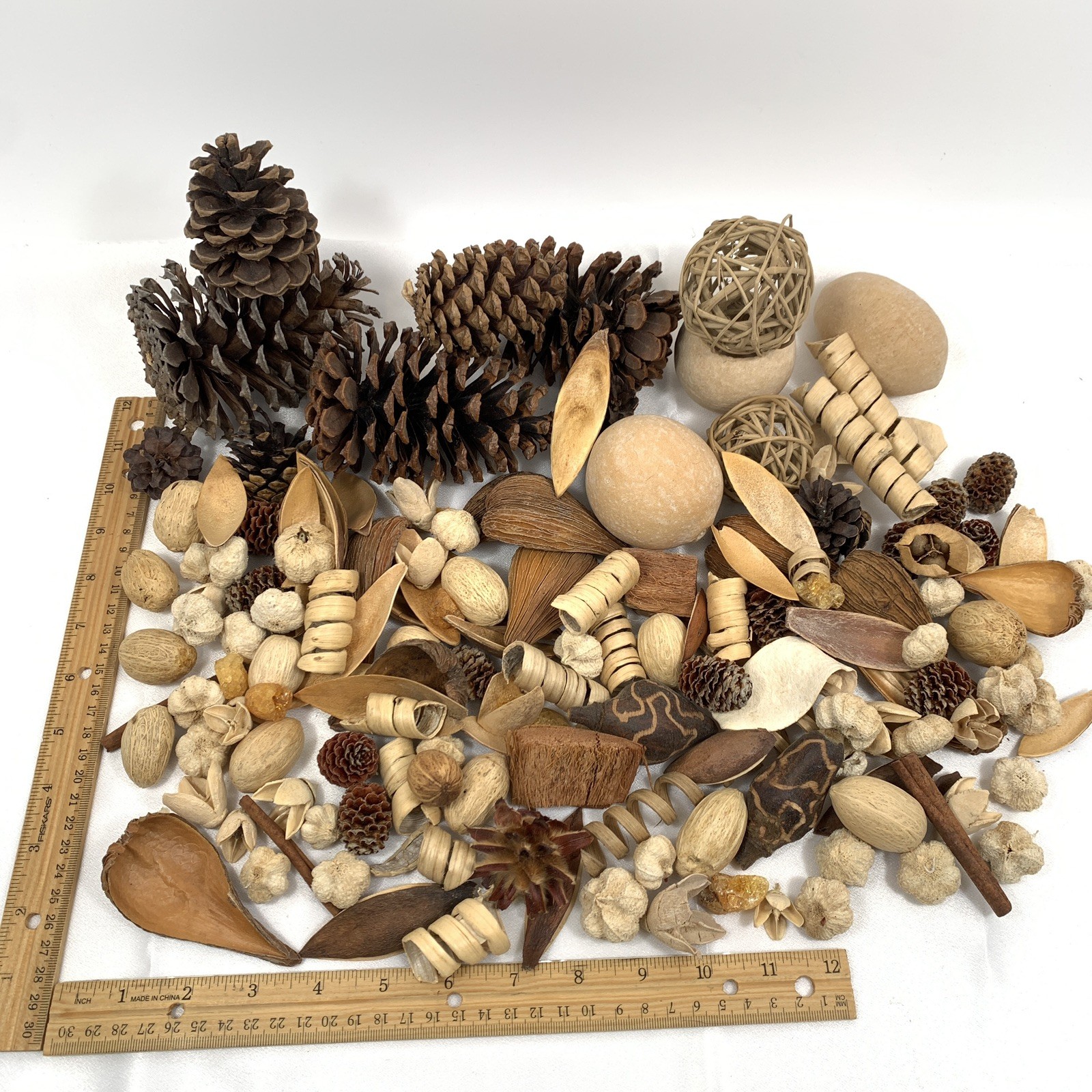 Natural Bowl Filer Decor Dried Pods Bush Nuts Seed Pods Pine Cones Rattan Balls