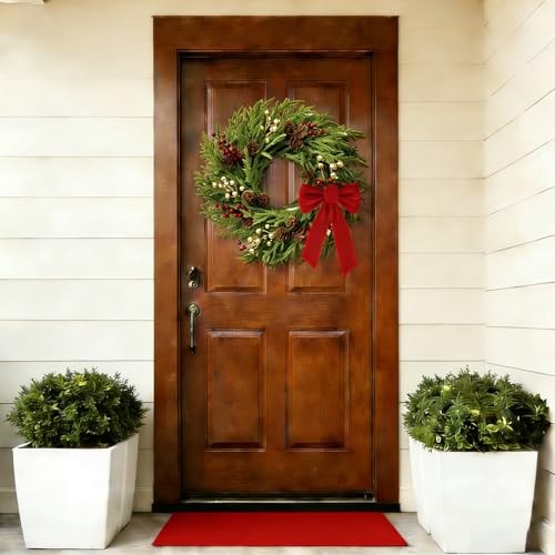 26″ Norfolk Pine Wreath, Large Greenery Wreath for Front Door, Green Year