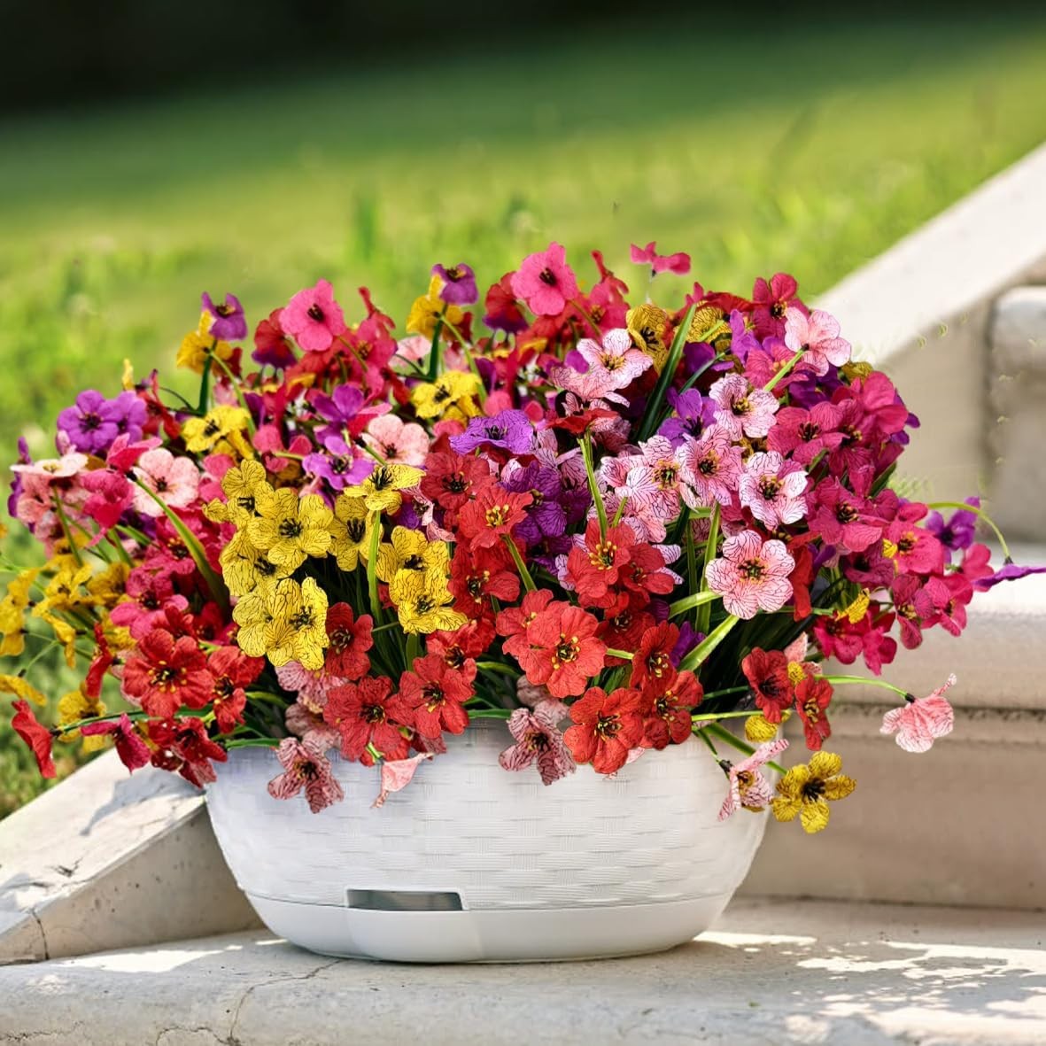 20 Pcs Plastic Flowers for Outdoors, Fake Outdoor Artificial Flowers for Outd…