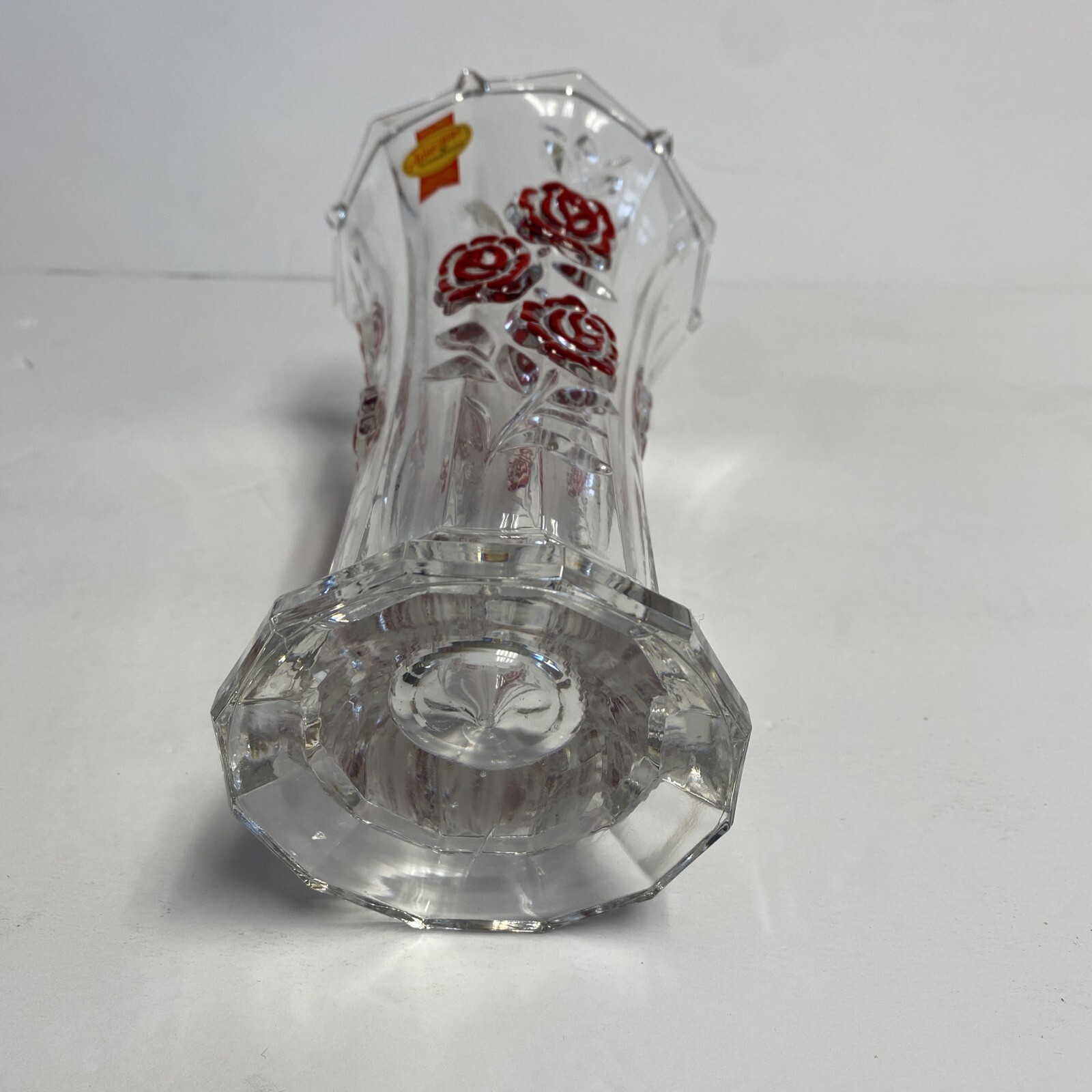 Anna Hutte Bleikristall Lead Crystal Clear /redVase 24% BPO 7.5” Made in Germany