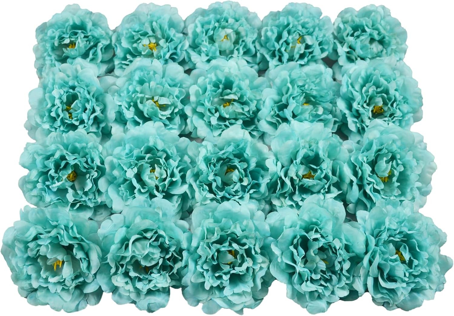20 Pcs 5″ Silk Peonies, 6″ Stems No Leaf Artificial Flowers Decor