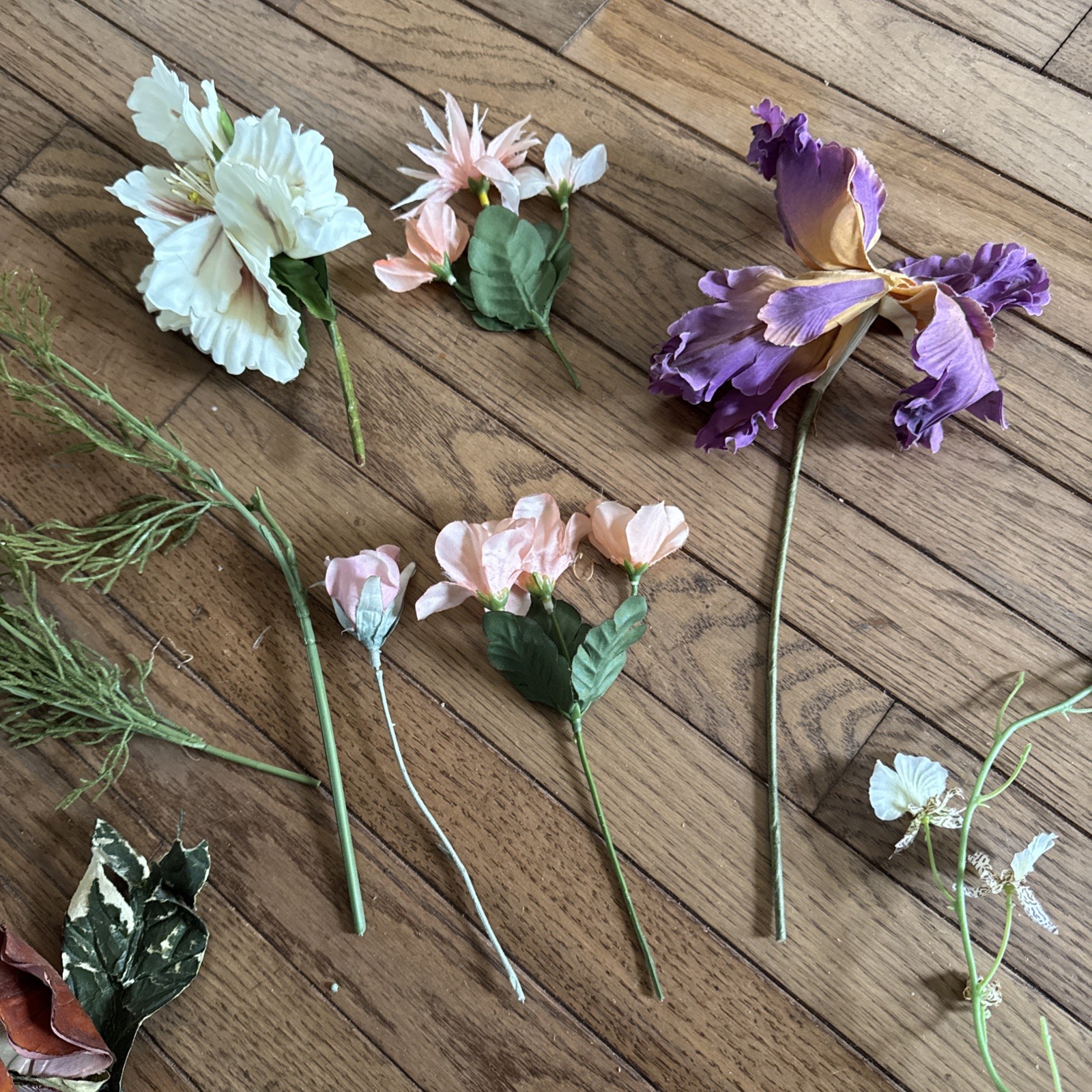 10 Vintage 1970s Artificial Flowers Dogwood Iris Peony Anemones Dahlia Magnolia