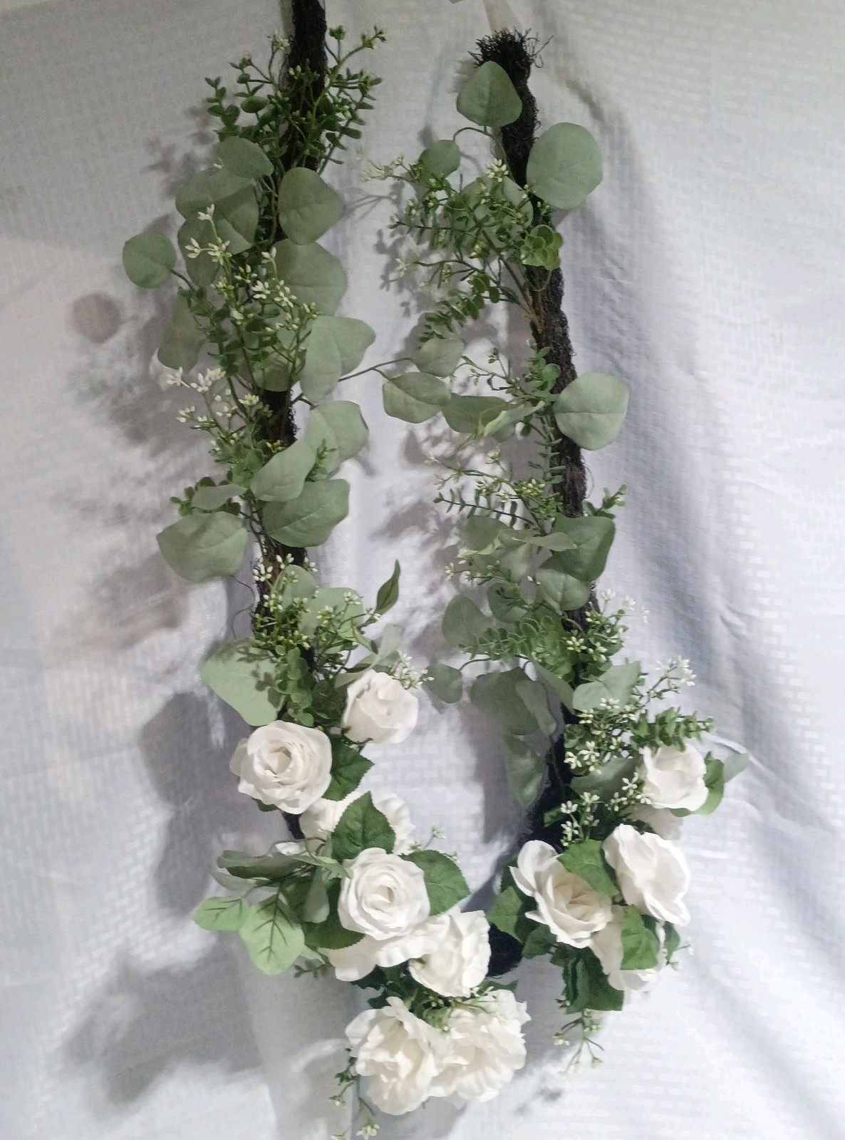 Eucalyptus & Ivory Roses Garland Vines with Greenery 6ft
