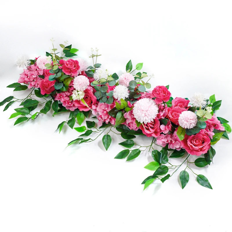100cm Luxury White Rose Artificial Flower Row Wedding Table Centerpiece Flowers