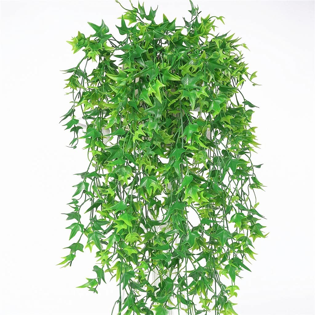 Fake Hanging Plants Decoration, Artificial Vine Ivy Sweet Potato Leaves Plast…
