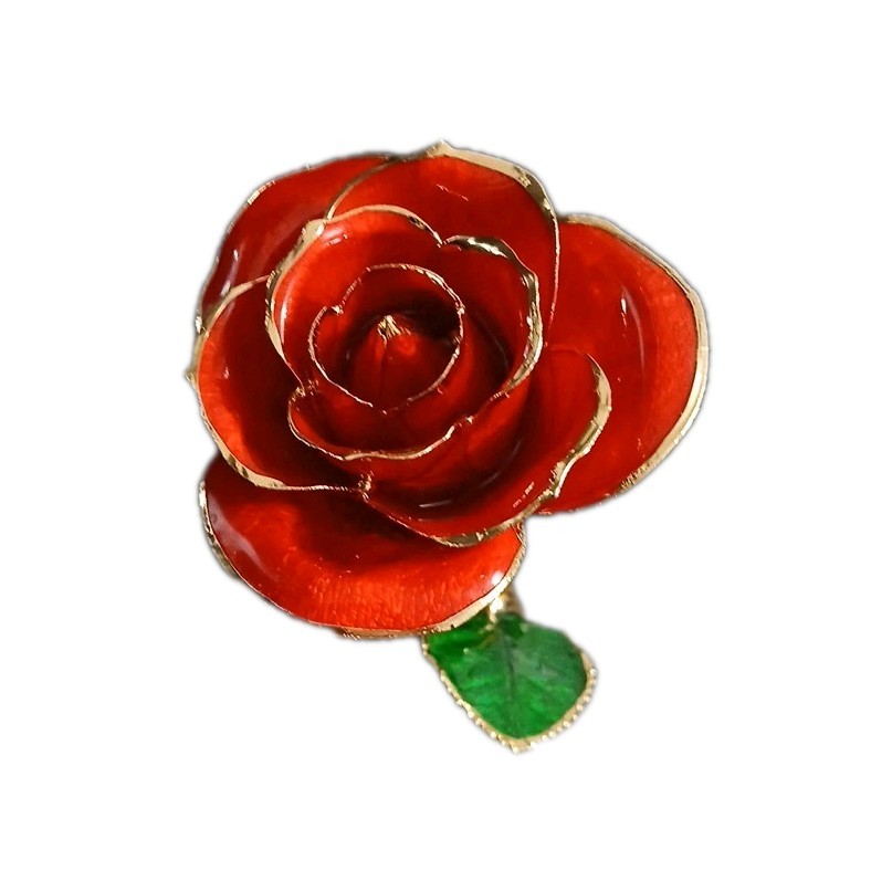 24k Gold Dipped Real Rose With Mantel To Stand Against