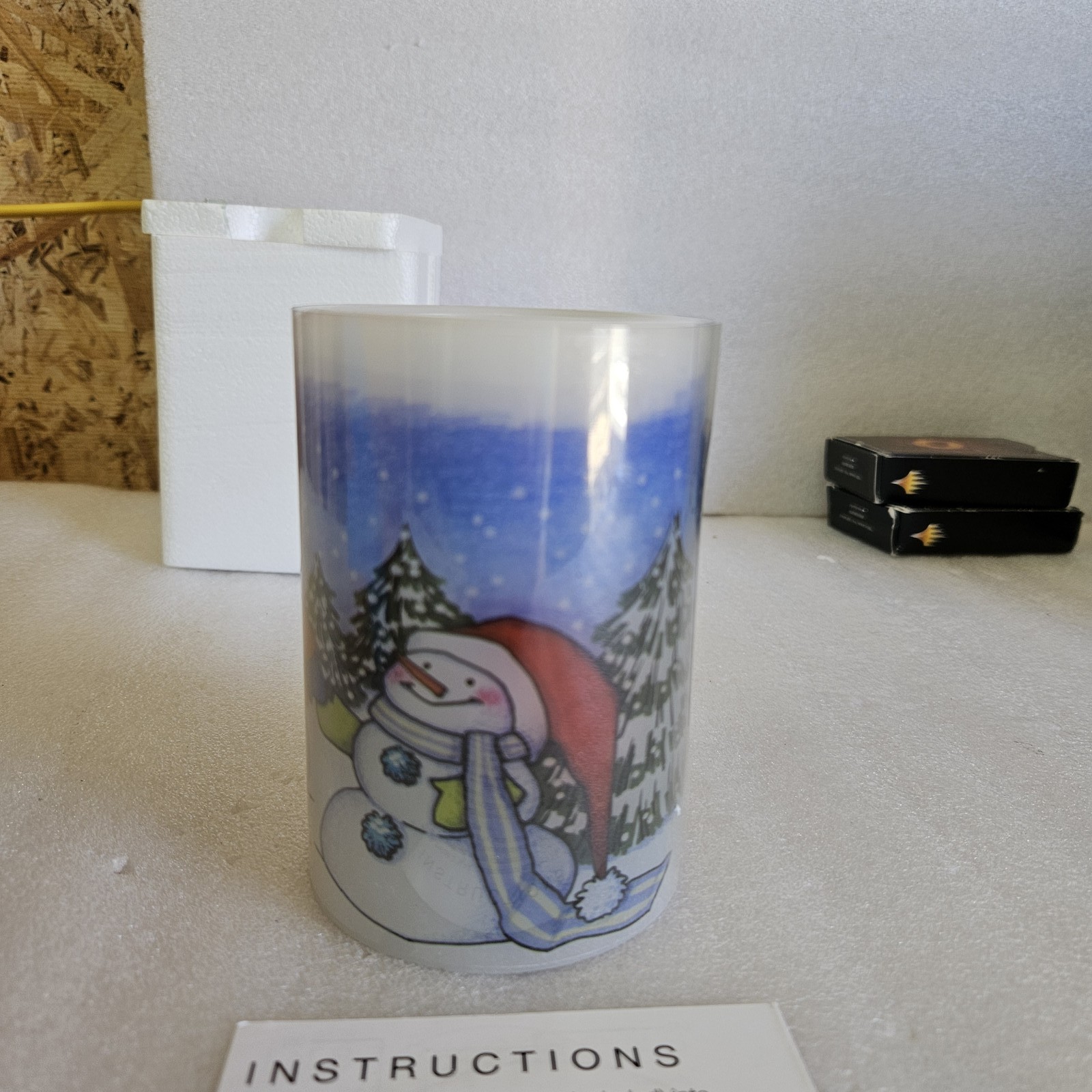 AVON Holiday Musical Flameless LED Pillar Candle Snowman Fun Christmas Decor