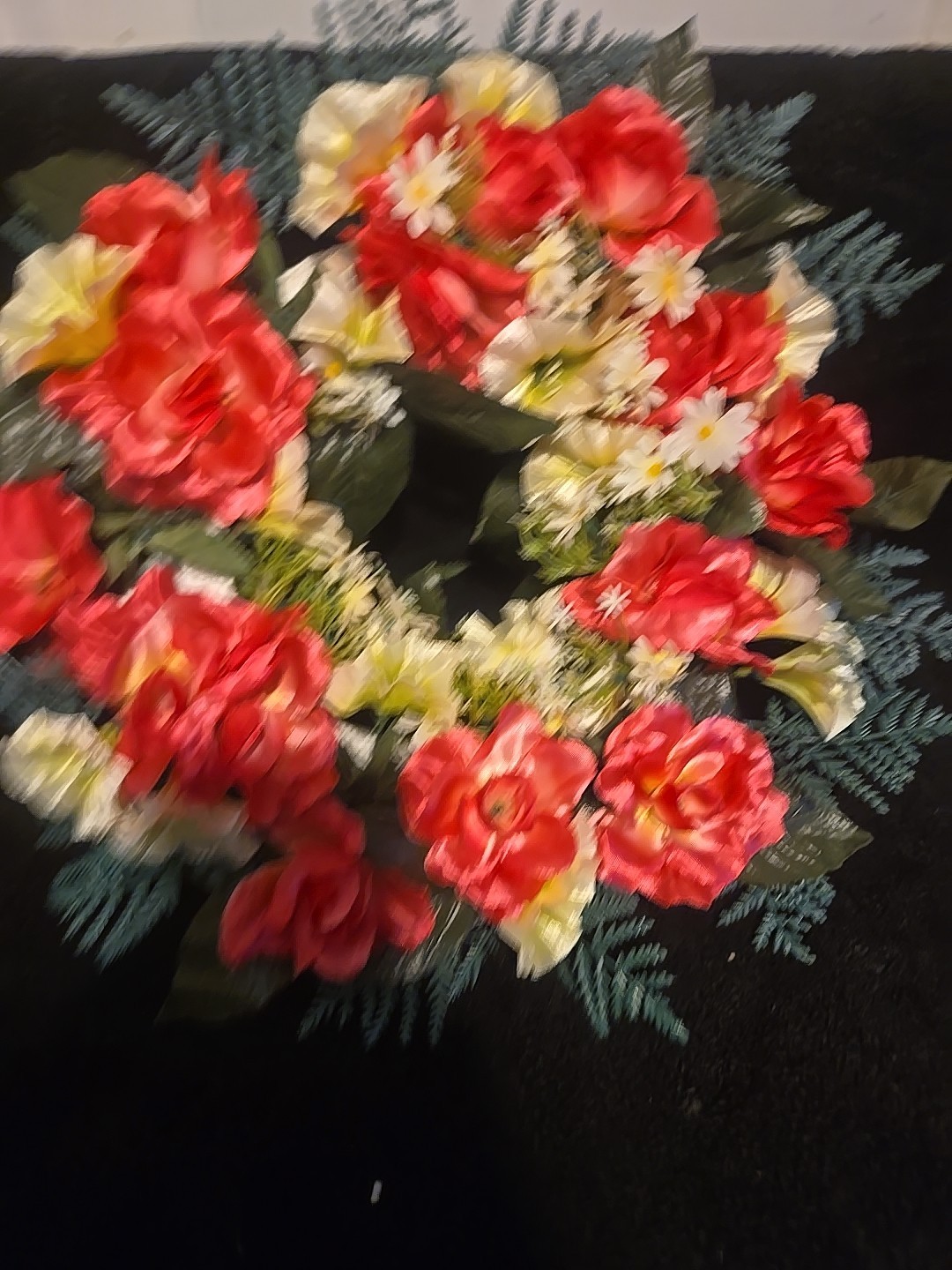 15inch Artificial Coral Rose Wreath Front Door Spring Rainbow Flower Home