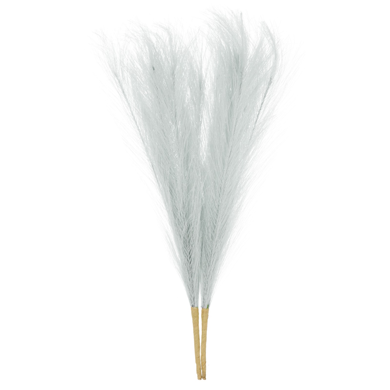 2pcs Faux Pampas Grass 17 Inch 10 Stem Artificial Grass for Decor, Light Grey