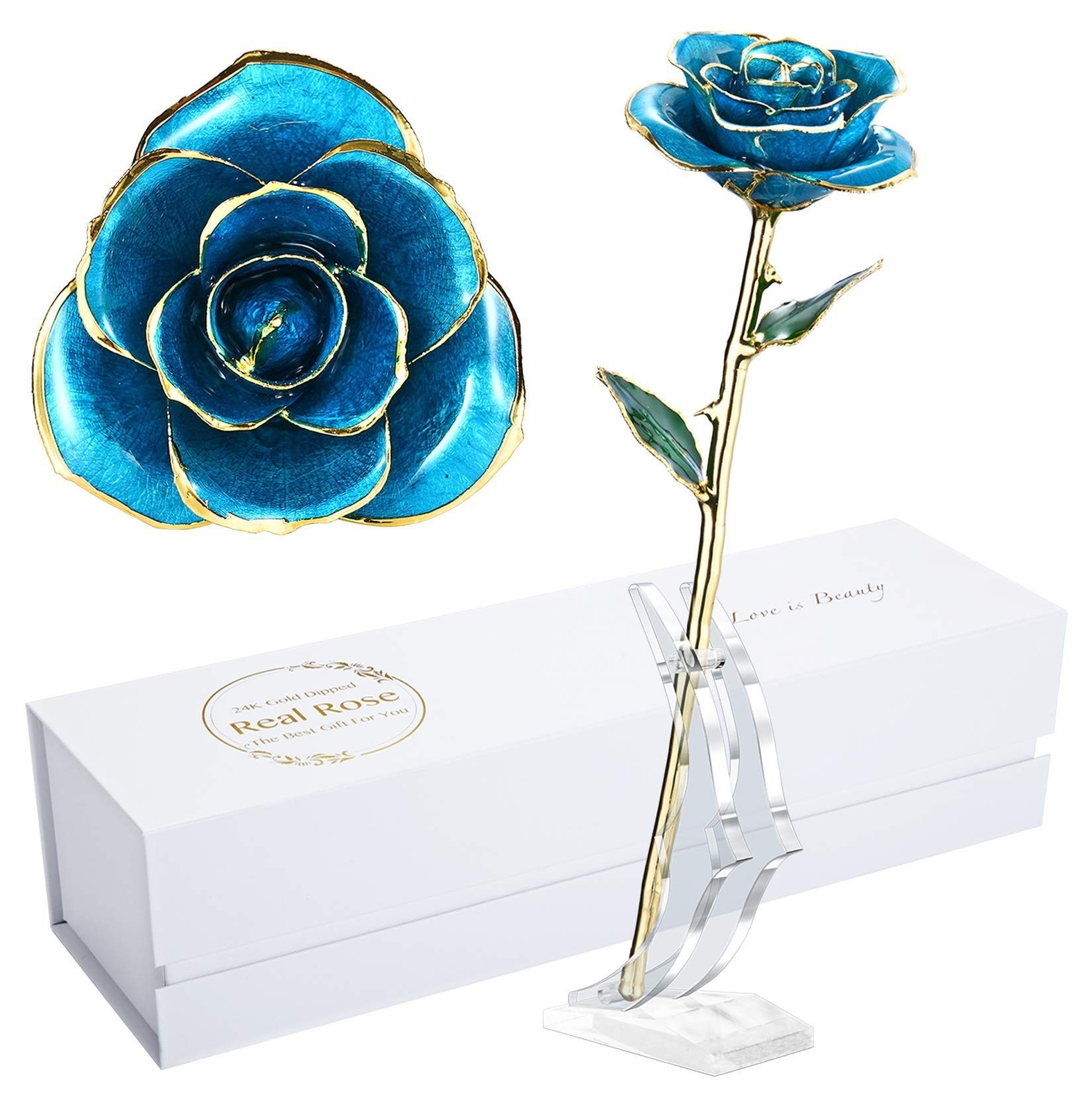 Romantic Rose gift for her,Eternity Gold Rose Flower 24k Gold Dipped Rose and…